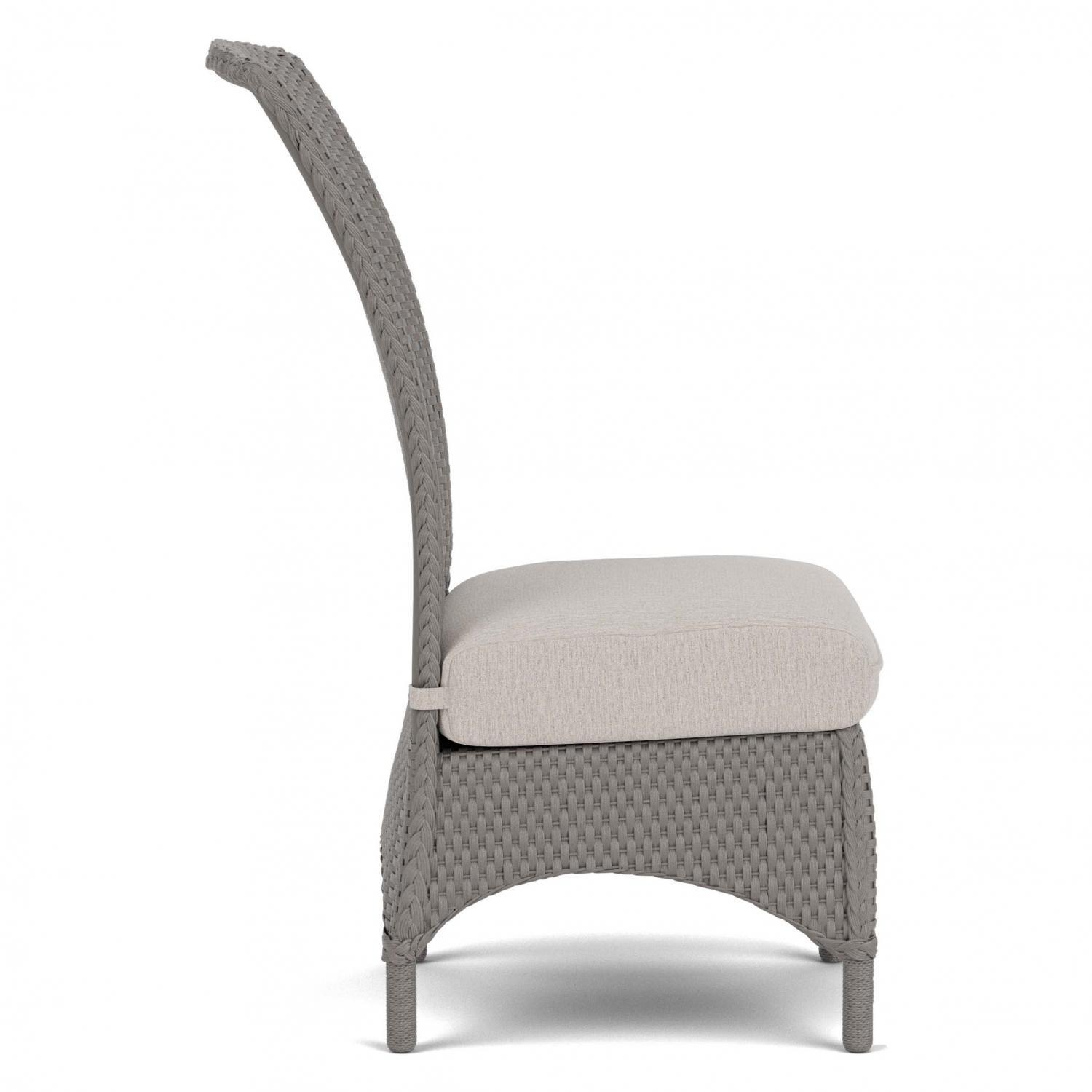 Lloyd Flanders Mandalay Armless Dining Chair in Pewter Finish with Sailcloth Salt Fabric - Side thumbnail