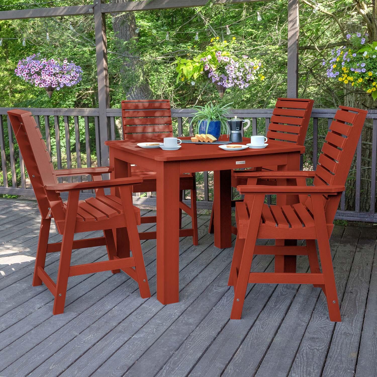 Elm Pointe 5 Pc Square Counter-Height Dining Set in Rustic Red By Lakeview Outdoor Designs - Lifestyle thumbnail