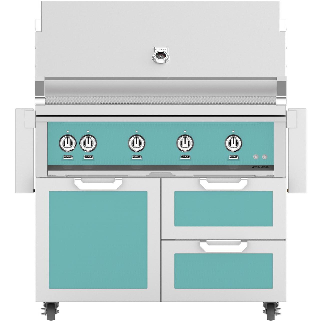 Hestan 42-Inch Freestanding Natural Gas Grill W/ Rotisserie On Double Drawer & Door Tower Cart - Bora Bora - GABR42-NG-TQ thumbnail