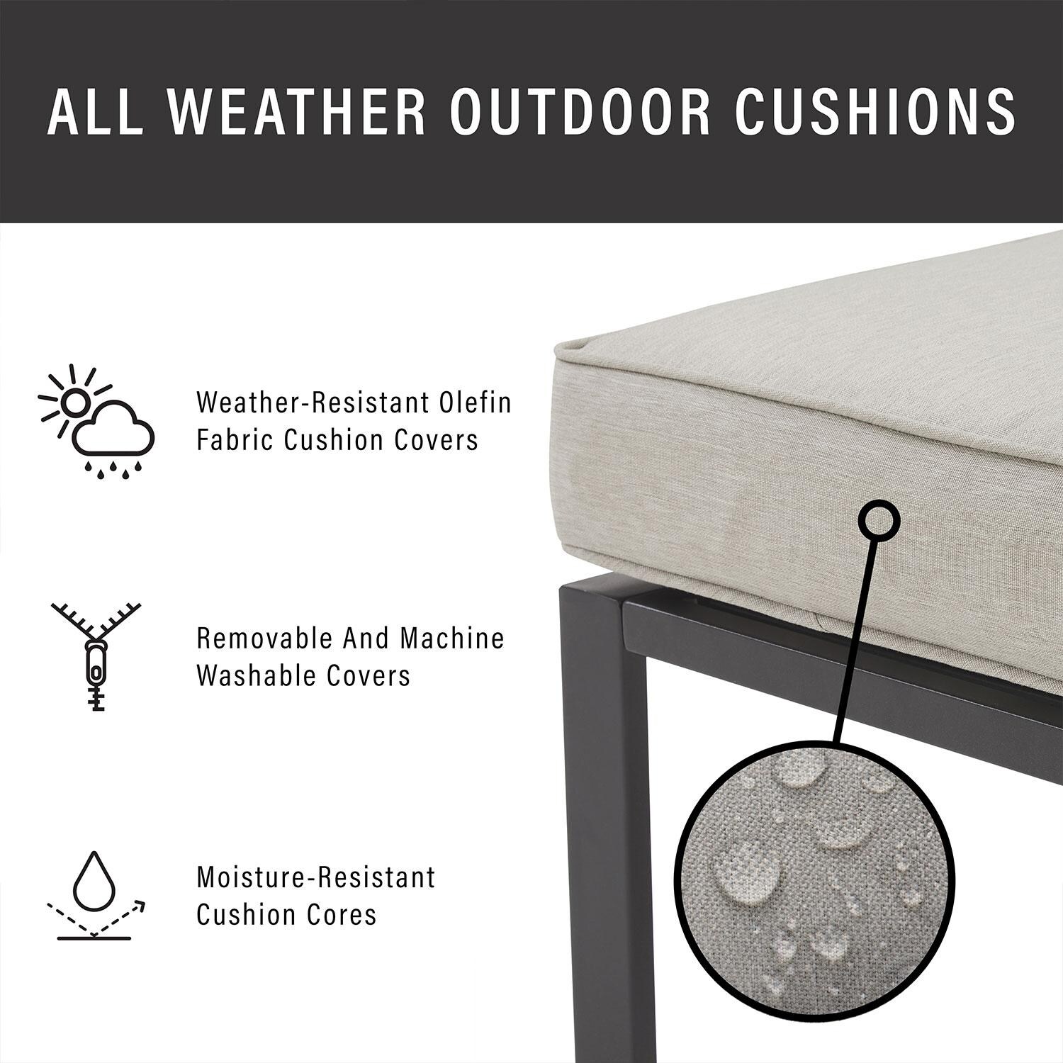 Ultimate Patio UP-92608MB-TE 5Pc Outdoor Sectional Set W/ Fire Table in Taupe - Cushion Weather Resistant - Diagram thumbnail