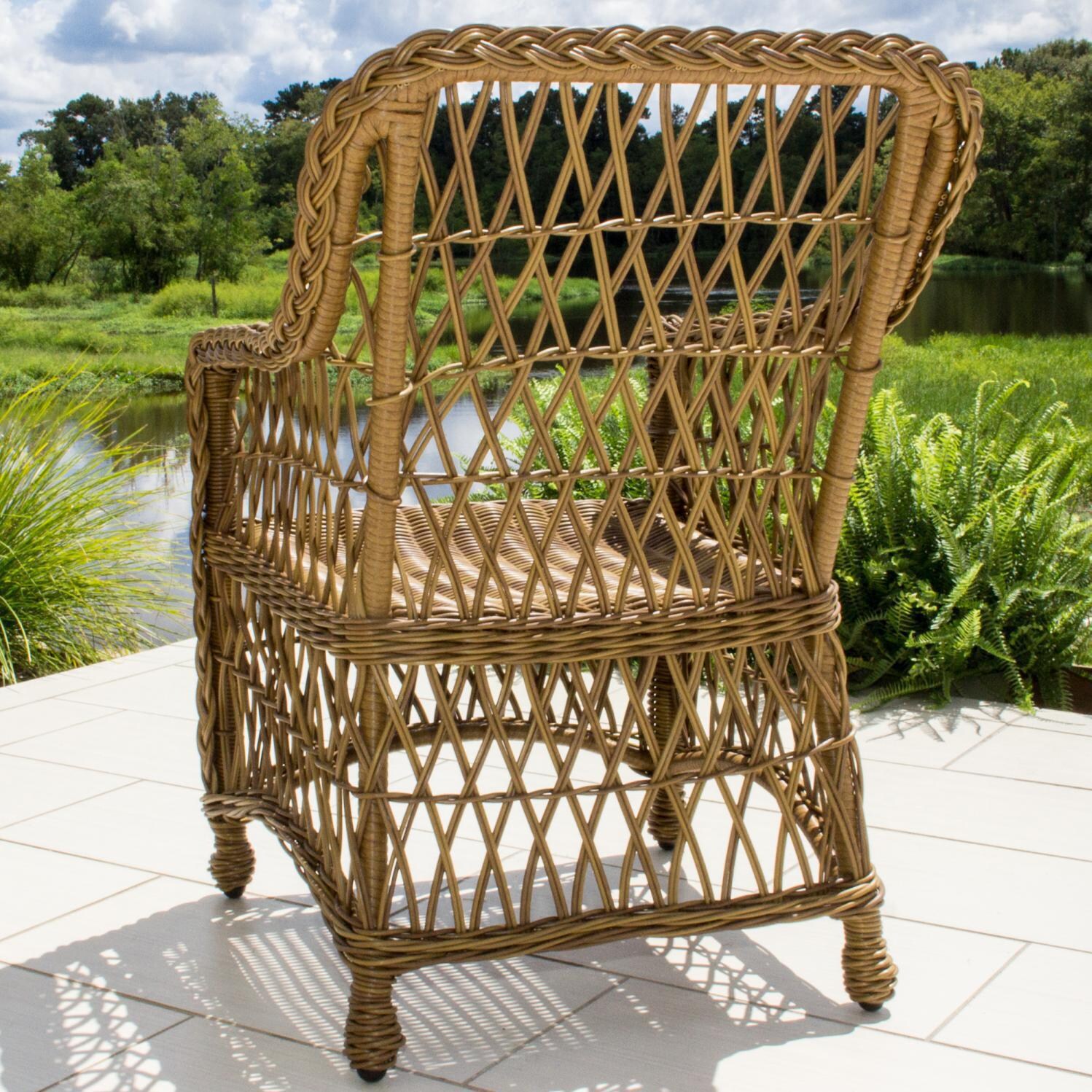 Everglades Honey Resin Wicker Patio Dining Chair By Lakeview Outdoor Designs - Without Cushions - Back thumbnail