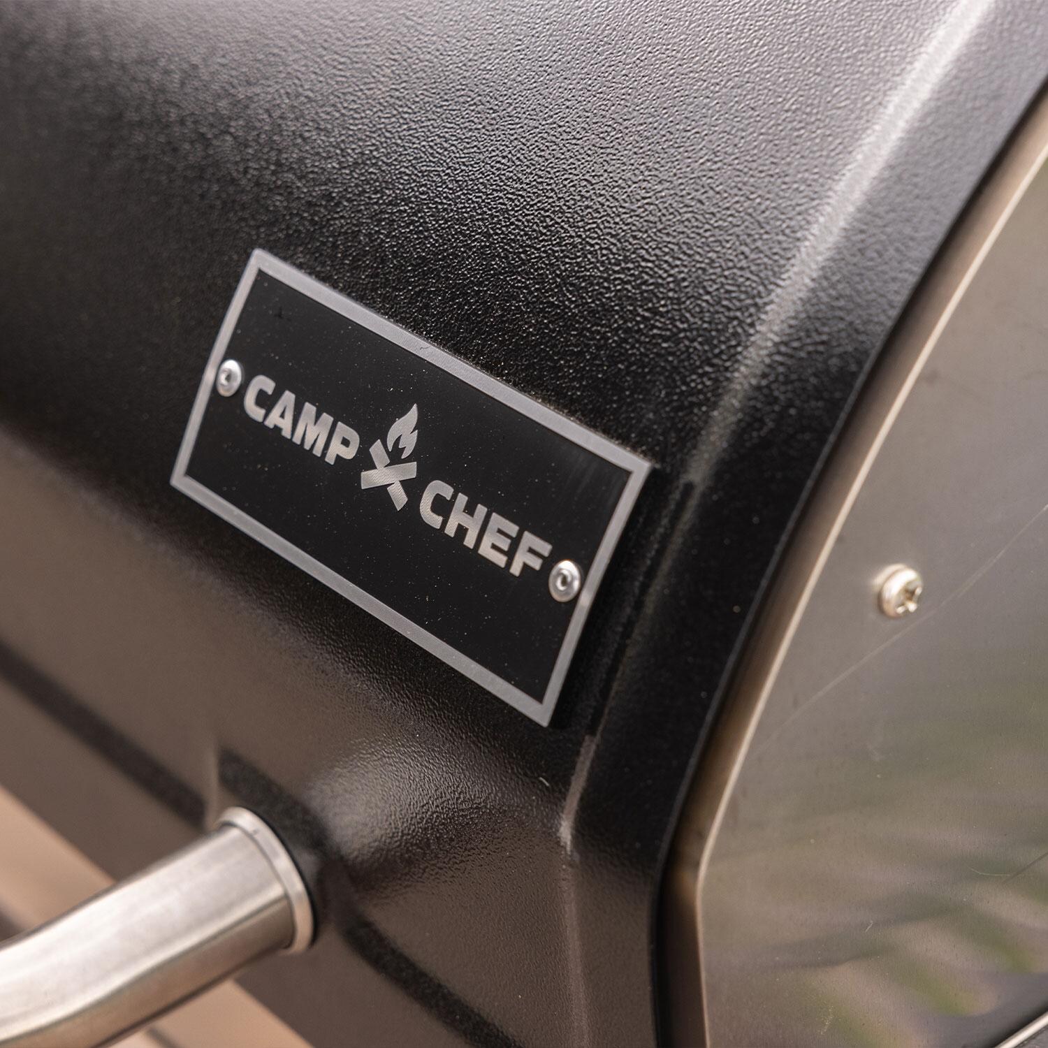 Camp Chef PG36SSG Woodwind SS 36 Pellet Grill With Propane Sidekick Griddle - Logo - Detail - Lifestyle thumbnail