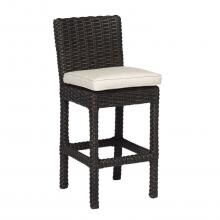 Cardiff Wicker Patio Bar Stool W/ Sunbrella Canvas Flax Cushion By Sunset West image