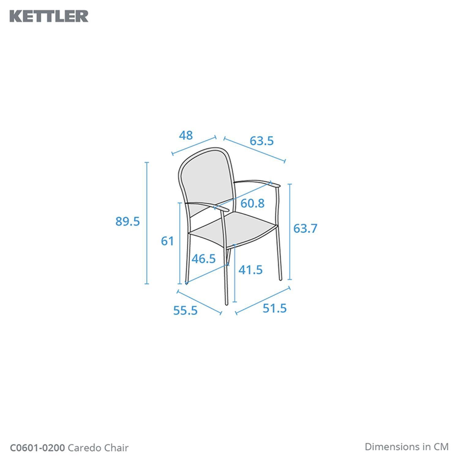 Caredo 5 Pc Steel Dining Set By KETTLER - Dining Chair - Dimensions - Dimensional thumbnail