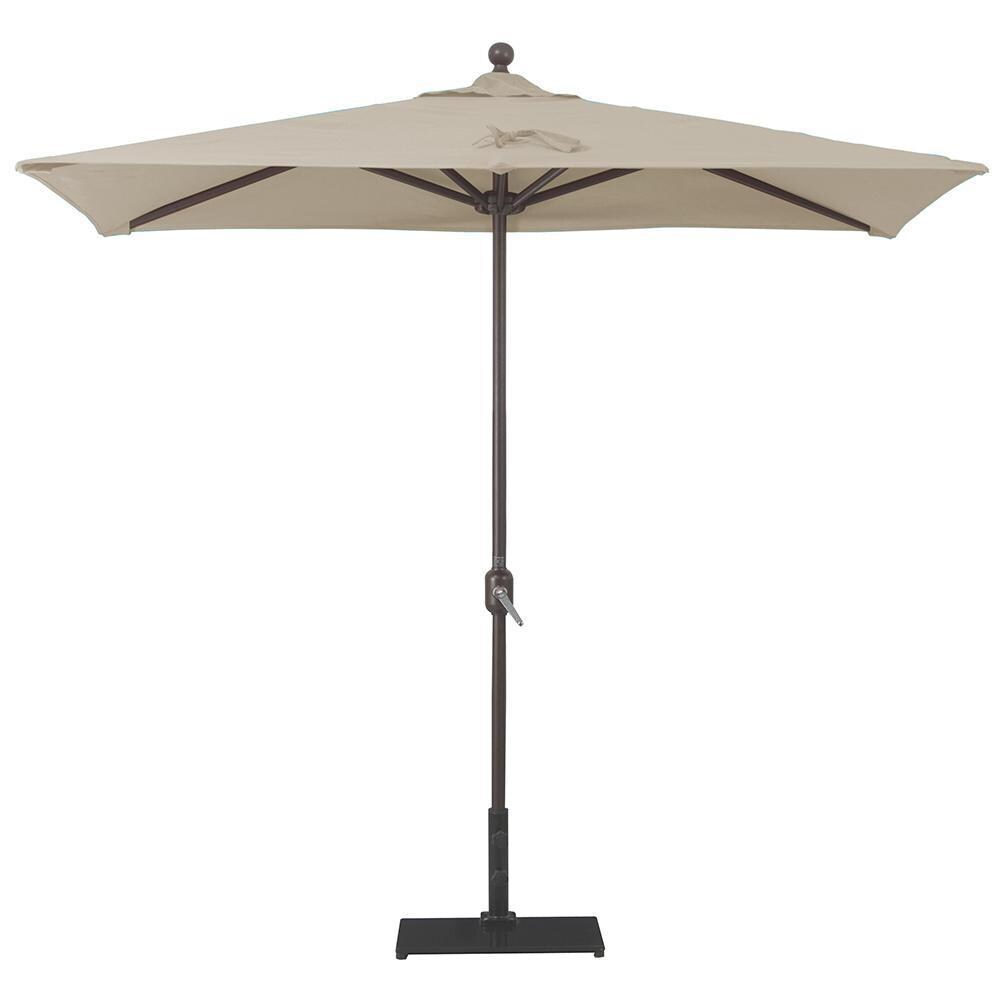 Galtech 3.5 X 7 Ft. Rectangular Aluminum Patio Market Half Wall Umbrella W/ Crank Lift - Antique Bronze Frame W/ Sunbrella Canvas Antique Beige Canopy