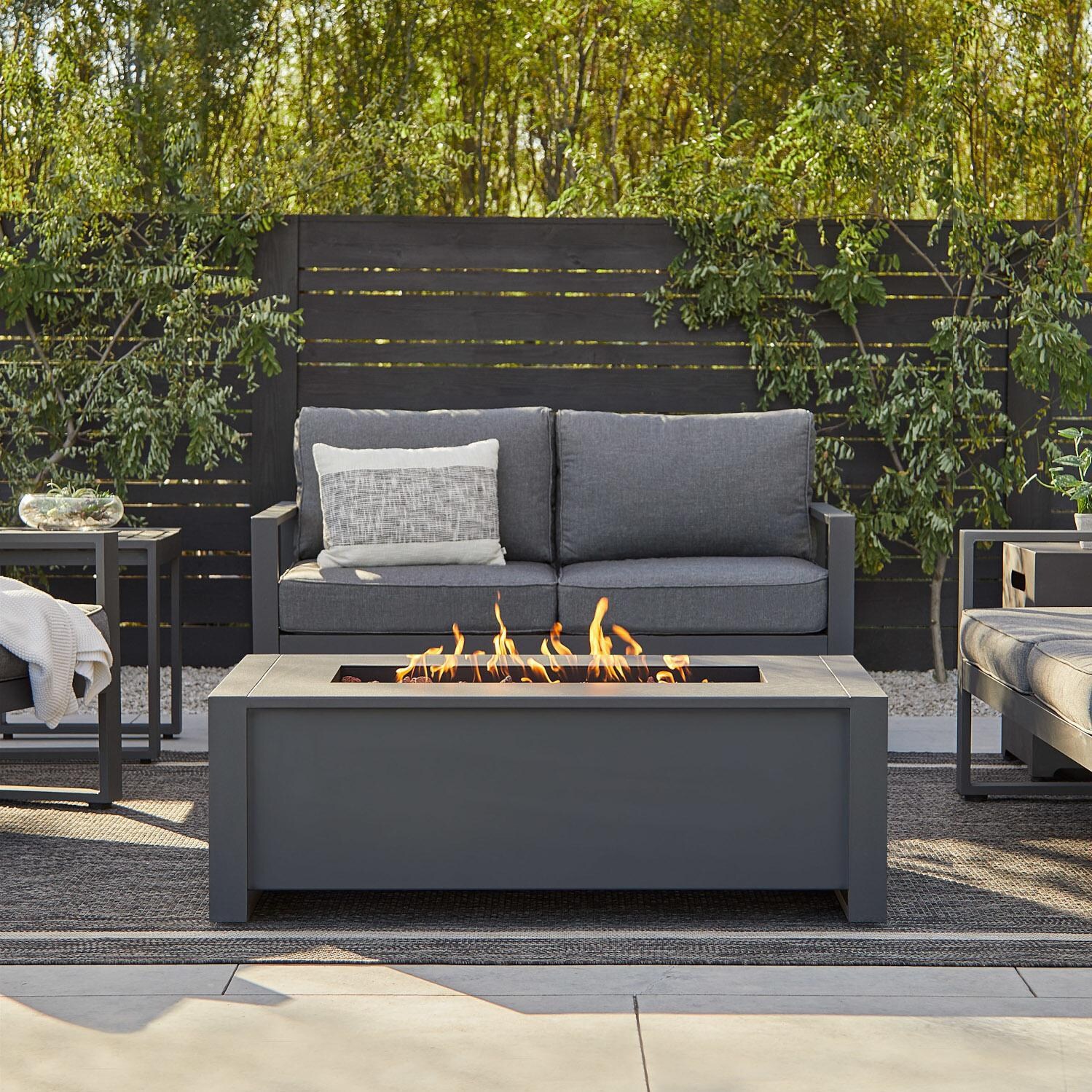 Lakeview Lafitte 42-Inch Rectangle Propane Gas Fire Table - Gray - SC-6330LP-GRY