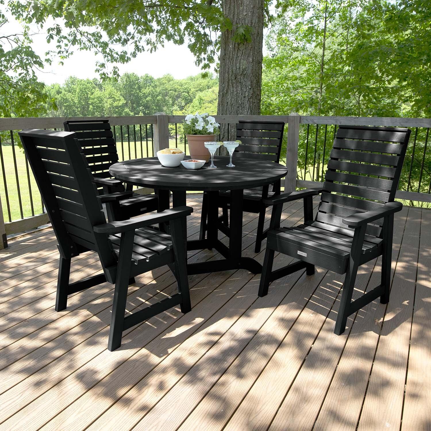 Elm Pointe 5 Pc Recycled Plastic Dining Set in Black by Lakeview Outdoor Designs
