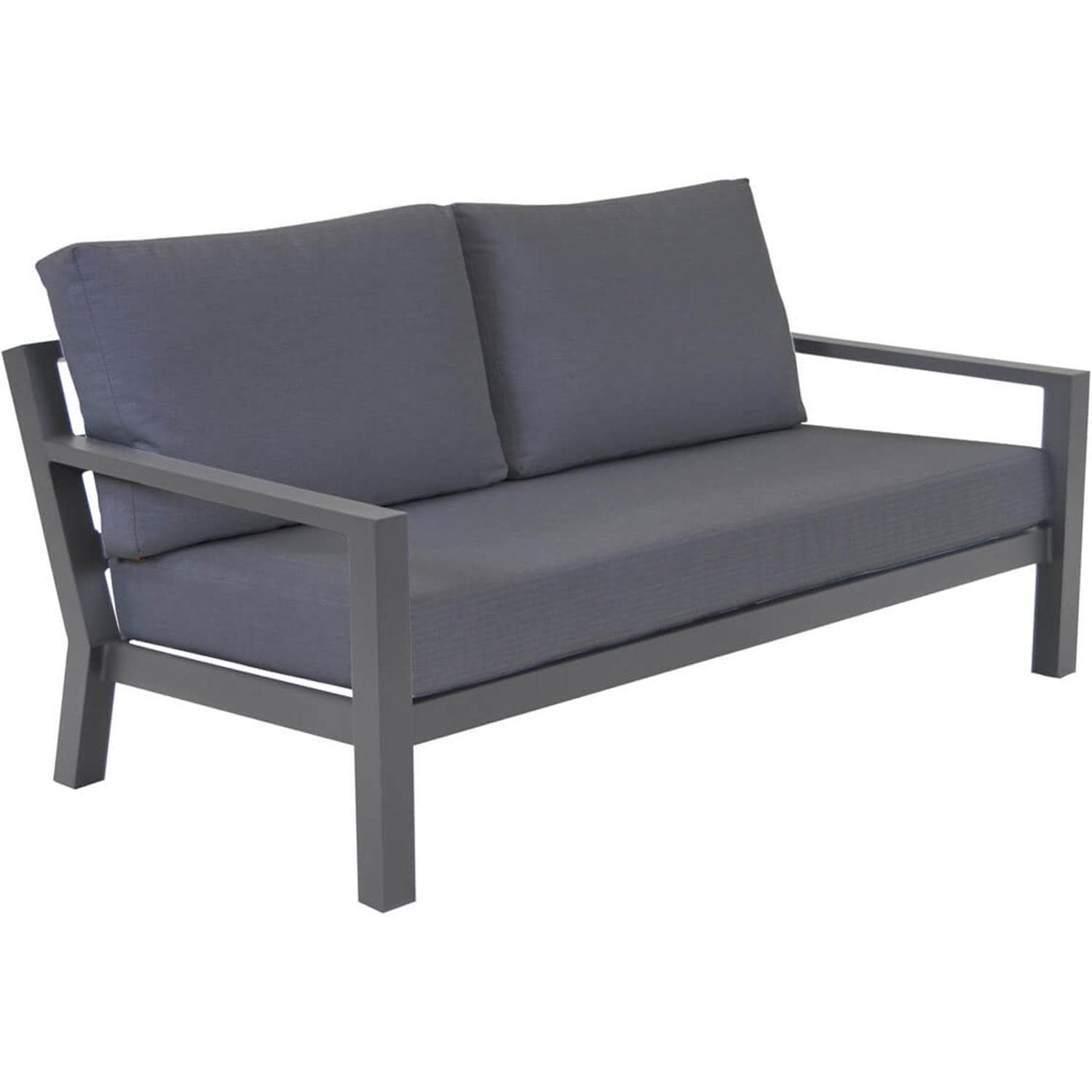 Timber 4 Pc Aluminum Seating Set in Lava / Natte Charcoal - Loveseat Angled - White Background thumbnail