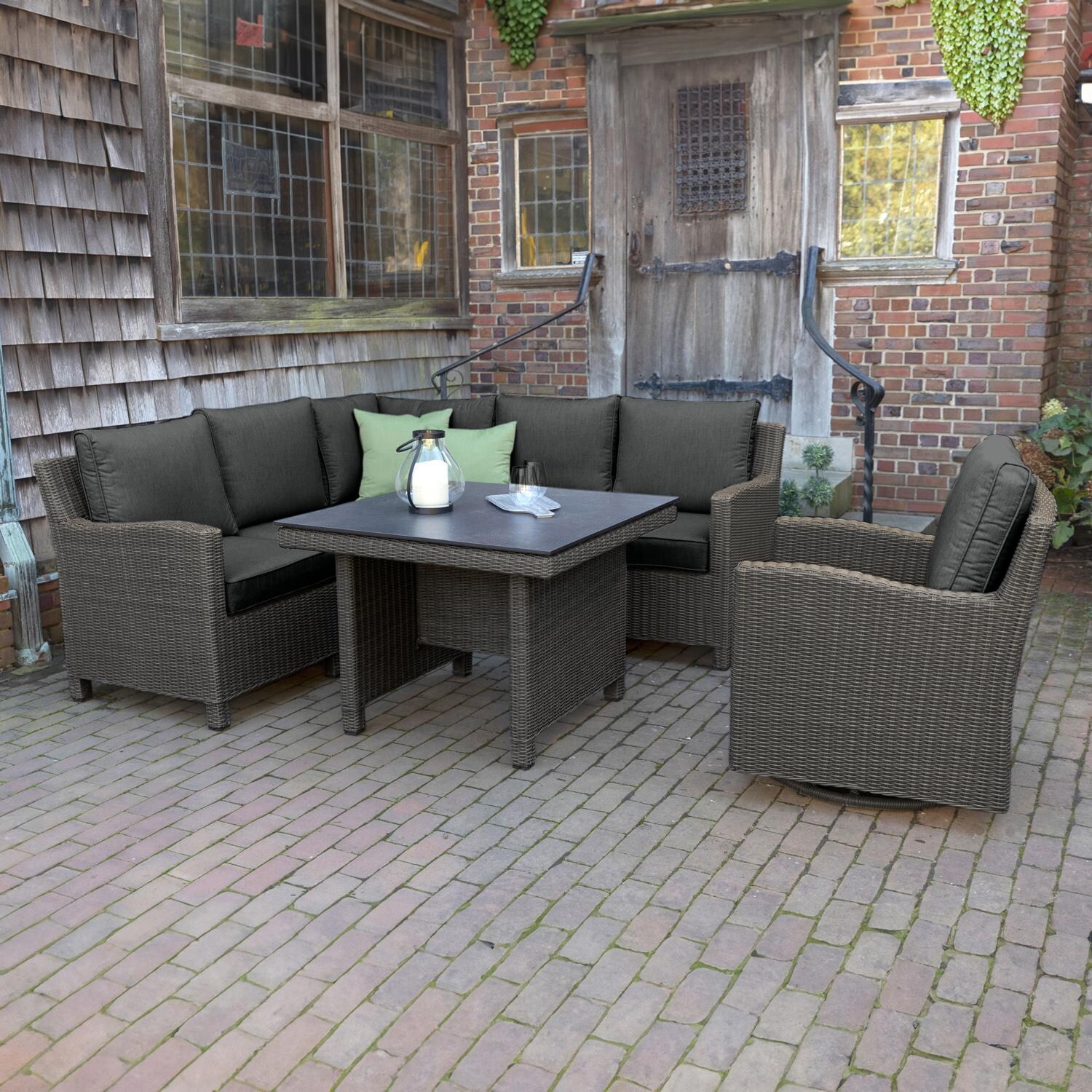 Palma 7 Pc Wicker Sectional Set in Rattan / Canvas Coal - Set - Lifestyle thumbnail