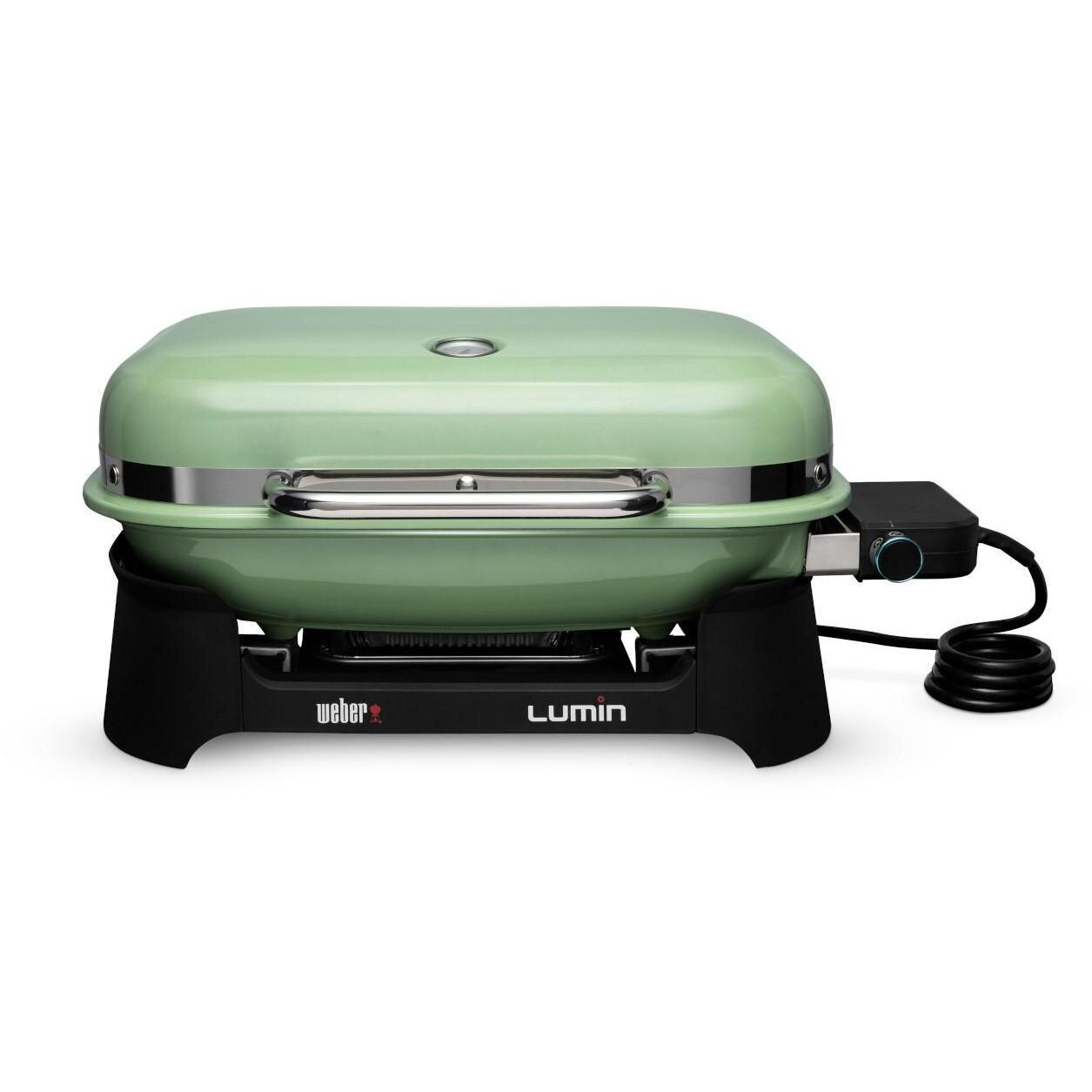Weber 92070901 Seafoam Green Lumin Portable 1560 Watt Electric Grill - Front View - White Background thumbnail