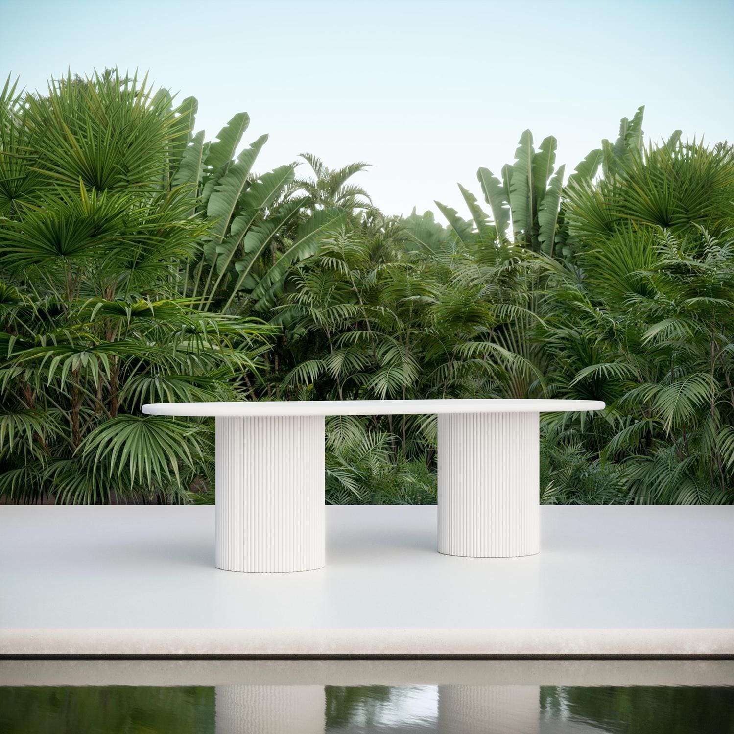 Azzurro Living Kamari 96 Inch White Aluminum Dining Table - Lifestyle thumbnail