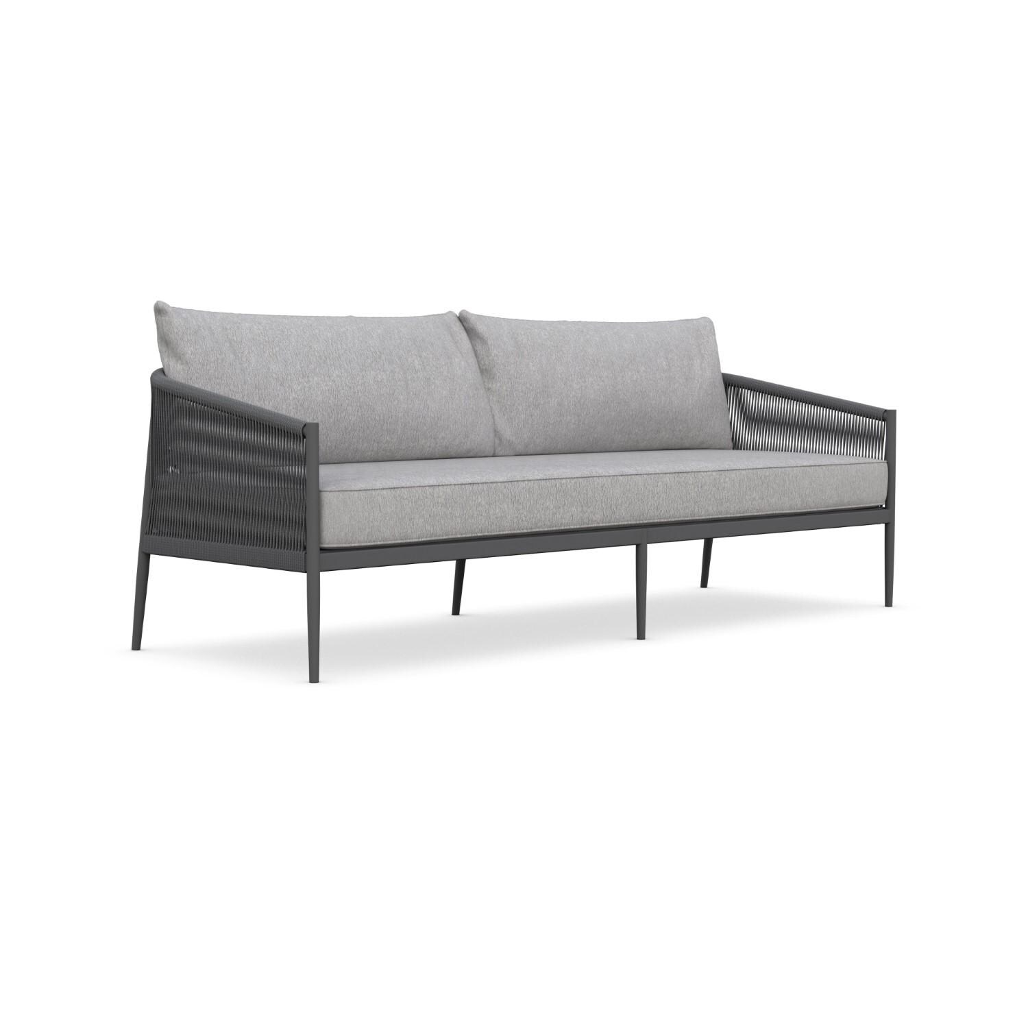 Azzurro Living CAT-R07S3-CU Catalina Woven Rope Sofa in Ash/Fog - Angled - White Background thumbnail