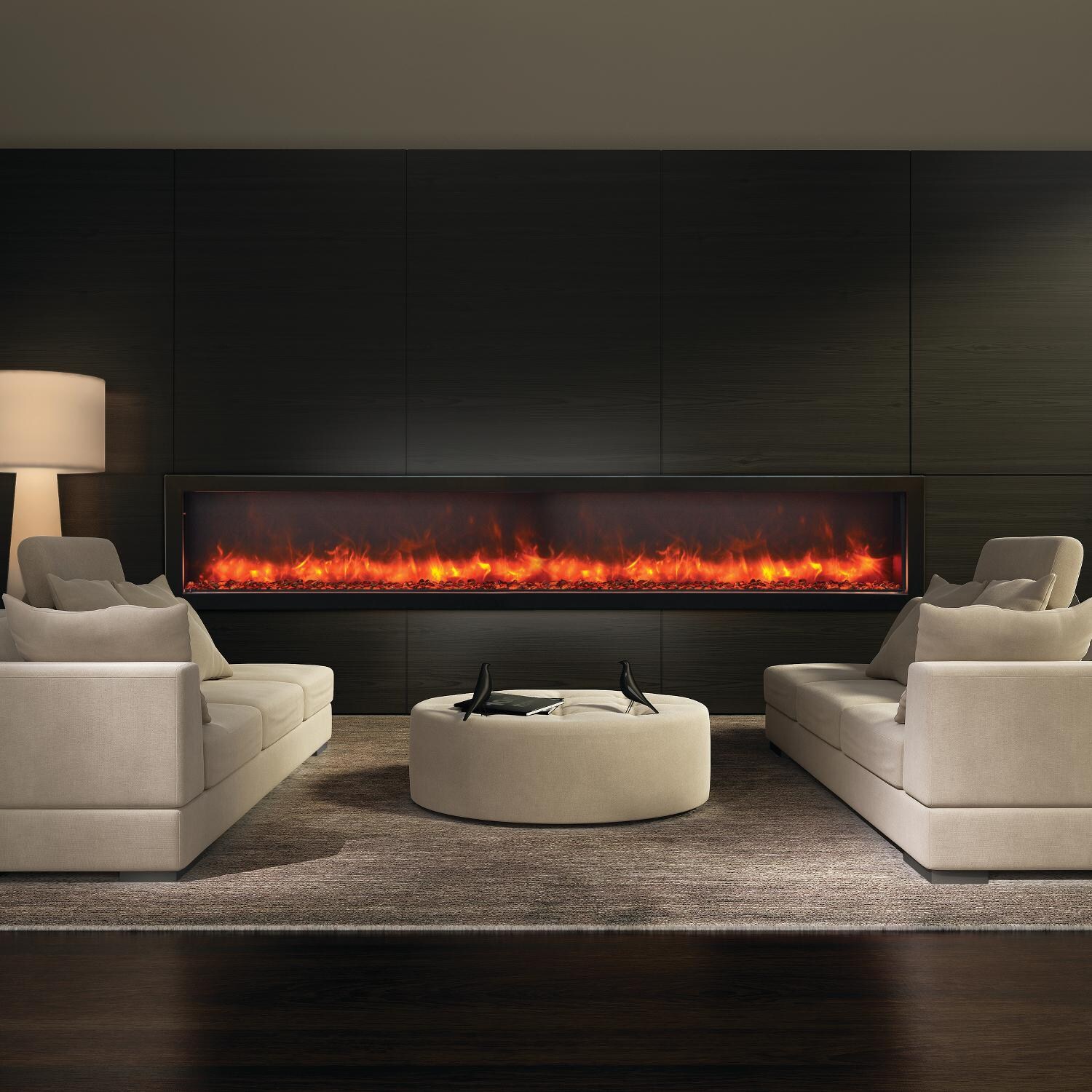 Amantii 88-inch Panorama Deep Electric Fireplace - Orange - Room thumbnail
