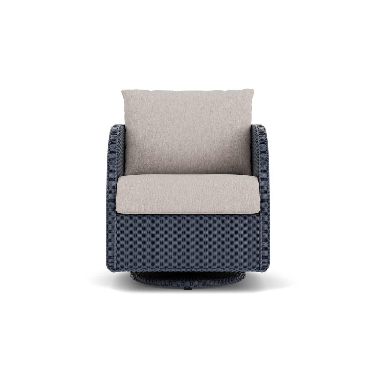 Essence Lloyd Loom Swivel Glider Club Chair in Denim Blue/Remy Cloud by Lloyd Flanders
