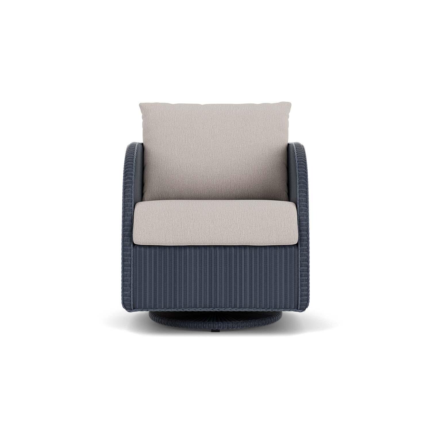 Essence Lloyd Loom Swivel Glider Club Chair in Denim Blue/Remy Cloud by Lloyd Flanders
