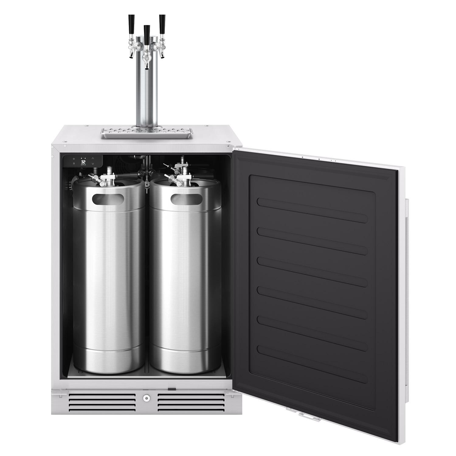 Zephyr PRKB24C01AS-OD Presrv 24 Inch Outdoor Kegerator & Beverage Cooler - Open (Shown w/ Triple Tap) - White Background thumbnail