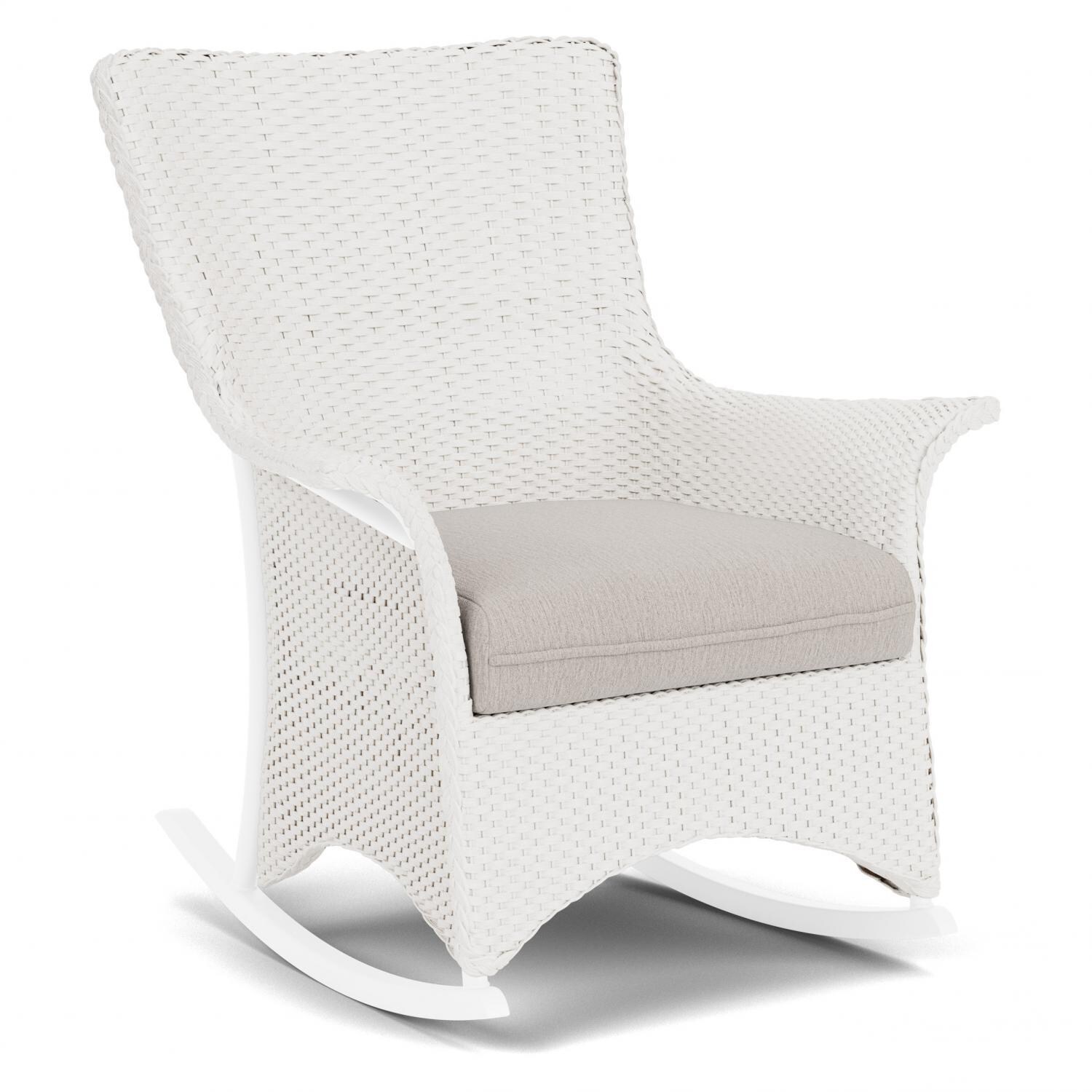 Lloyd Flanders Mandalay Porch Rocker in White Finish with Remy Cloud fabric - Angled thumbnail