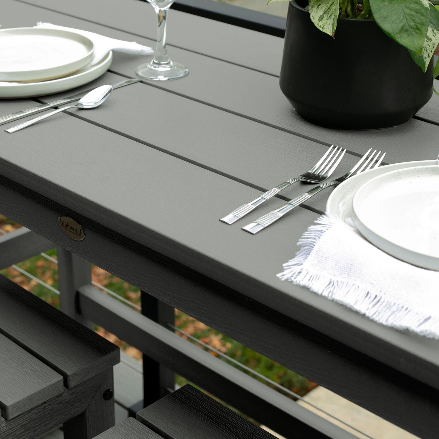 Lakeview Audubon 3 Pc Recycled Plastic Counter Height Balcony Dining Bar Set in Coastal Teak - Table Up Close - Detail thumbnail