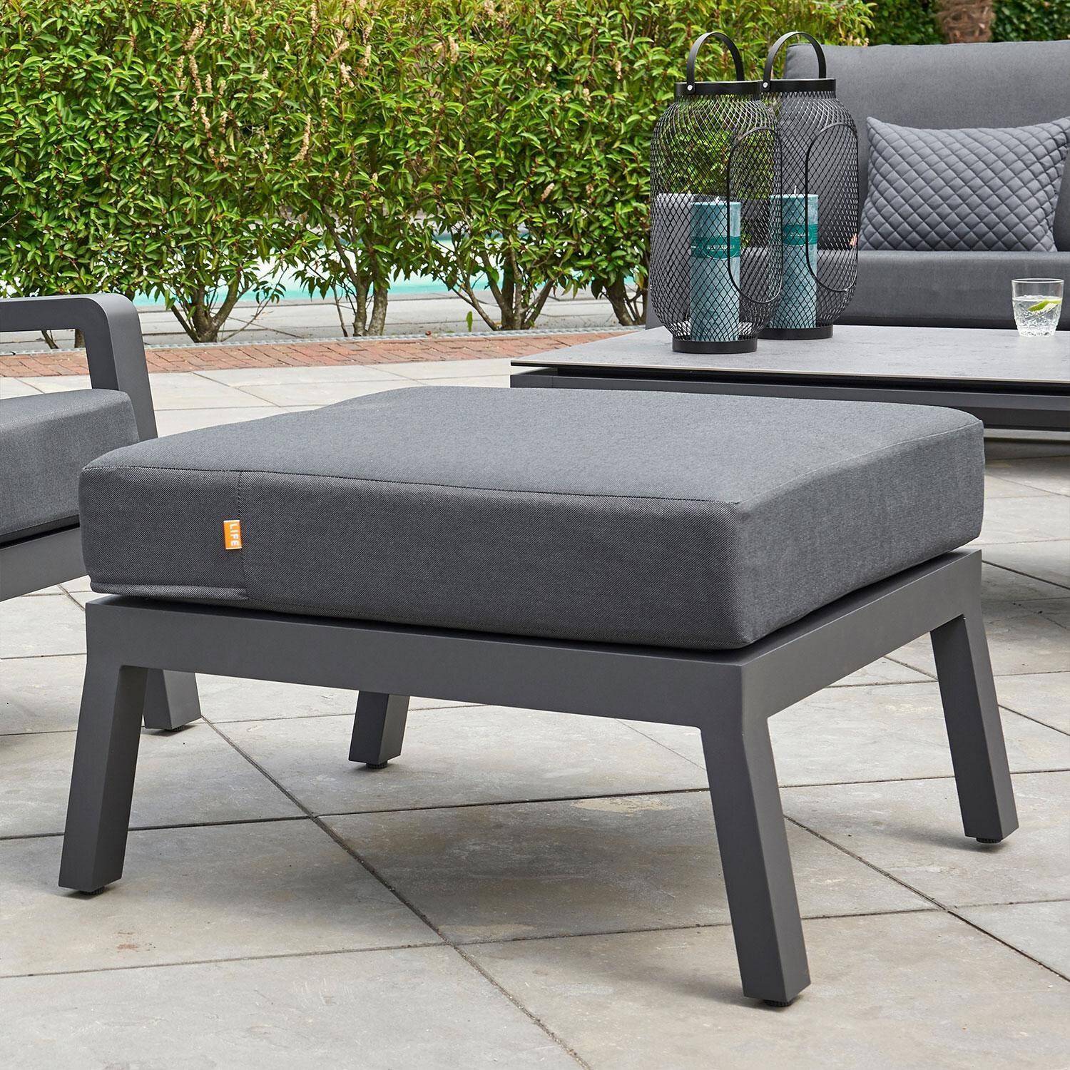 Boston Select Aluminum Ottoman in Gray By KETTLER - Patio - Lifestyle thumbnail