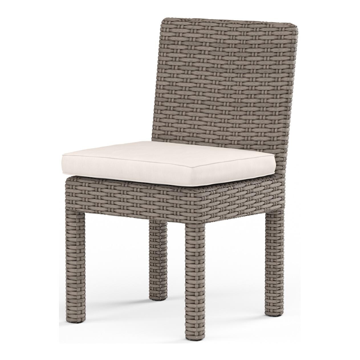 Coronado Wicker Dining Side Chair in Driftwood/Canvas Natural by Sunset West - White Background thumbnail