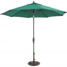 9 Ft. Octagonal Aluminum Auto Tilt Patio Umbrella W/ Crank Lift & 50 Lb. Moderna Base By BBQGuys - Bronze Frame / Sunbrella Forest Green Canopy