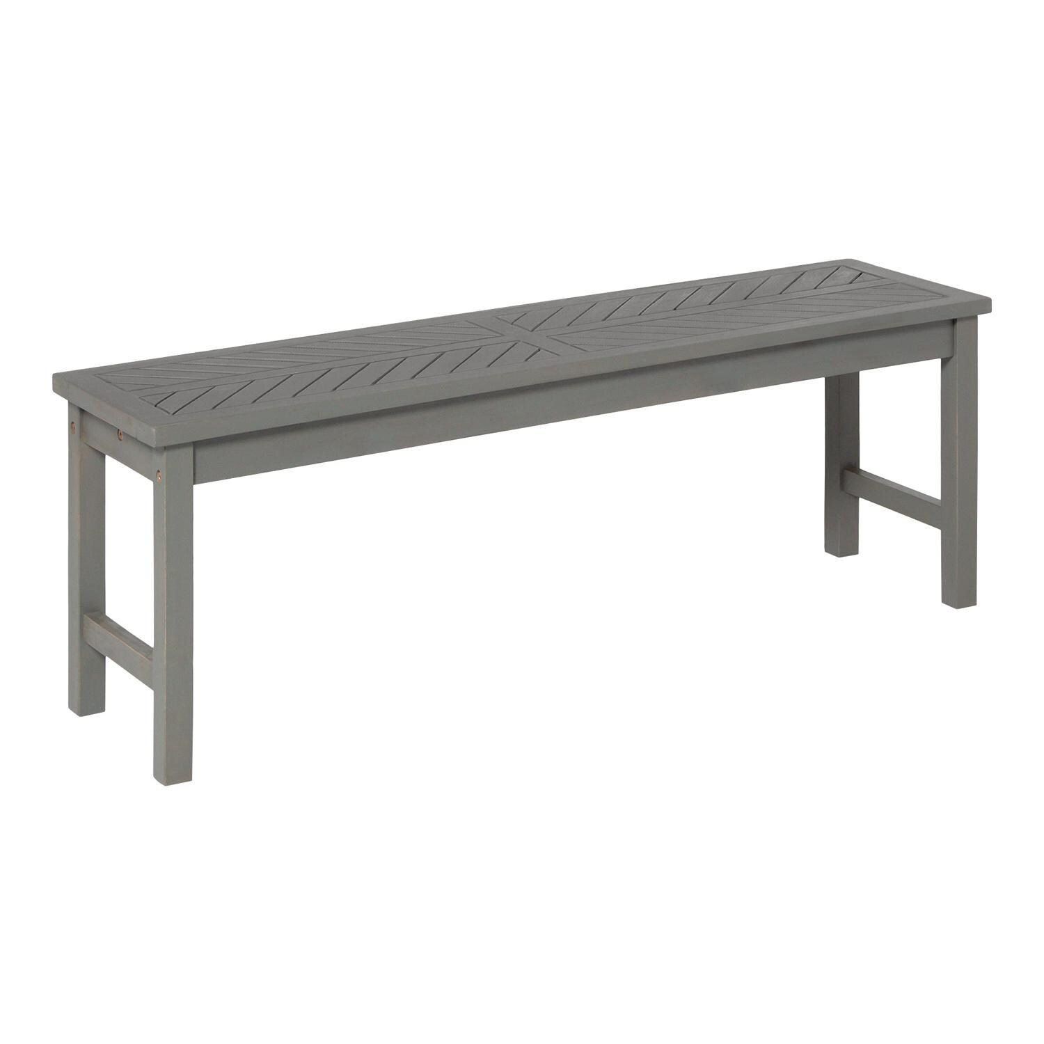 Ultimate Patio Wishlake 53 Inch Acacia Patio Dining Bench - Gray Wash - Angled View thumbnail