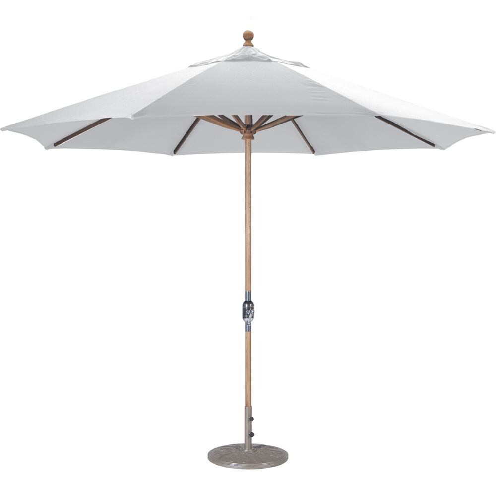 Galtech 11 Ft. Octagonal Teak Patio Market Umbrella W/ Crank Lift - Sunbrella Canvas Canvas Canopy image