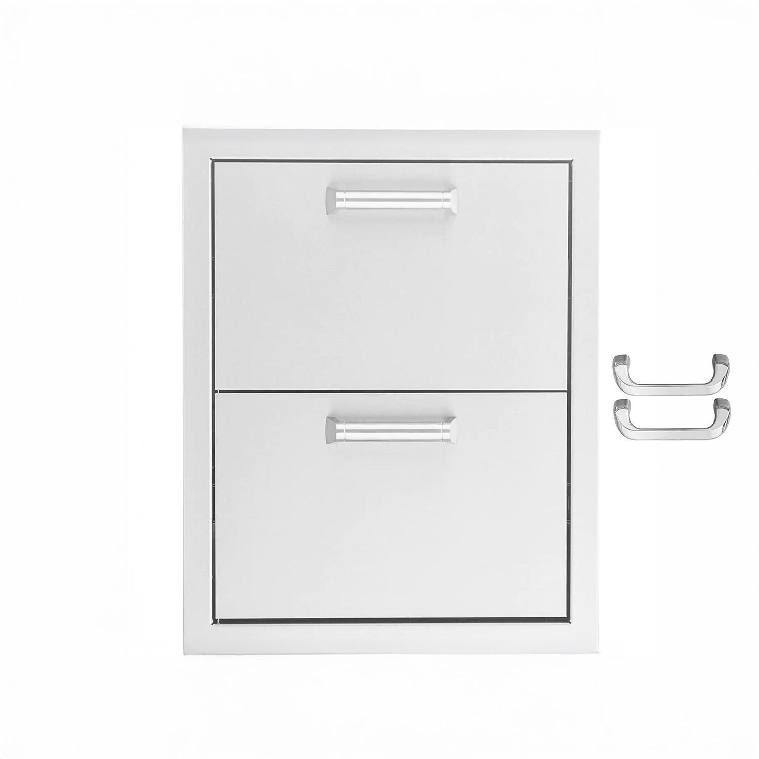 16-in Contempo/Traditional Stainless Steel Double Access Drawer by BBQGuys Signature - BBQ-DRW2