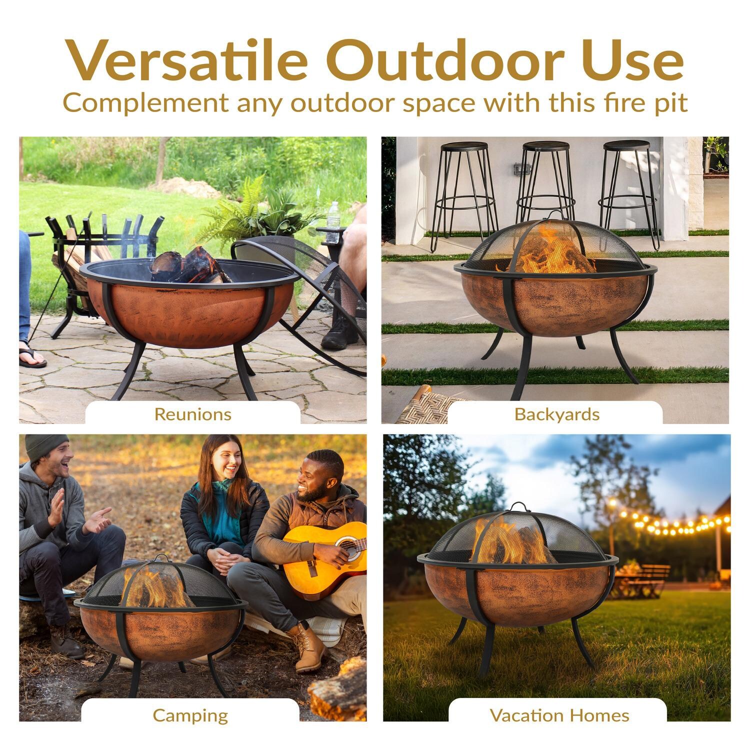 Ultimate Patio NB-550 32 Inch Round Steel Wood-Burning Fire Pit in Copper - Versatile Outdoor Settings - Lifestyle thumbnail