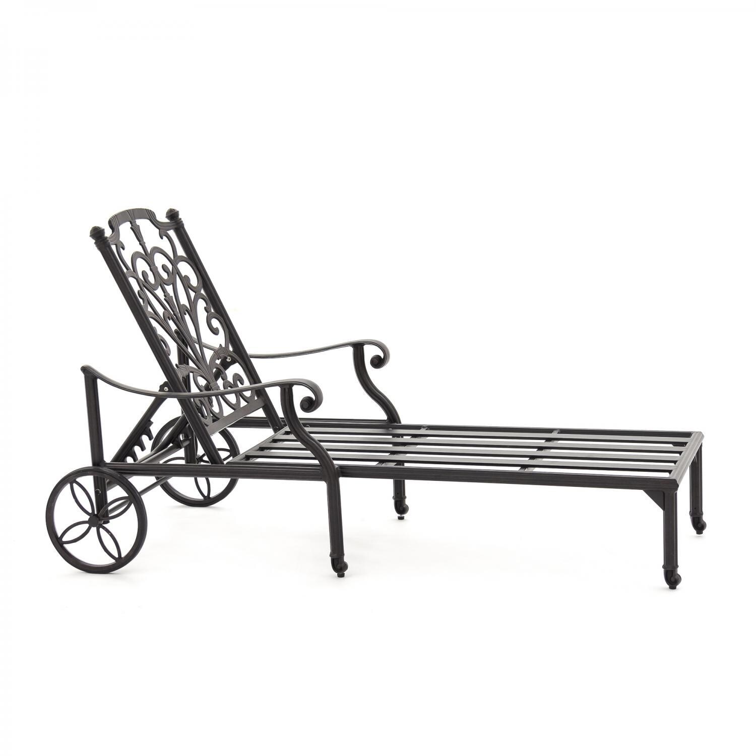 Evangeline Cast Aluminum Patio Chaise Lounge Frame Only - Side View thumbnail