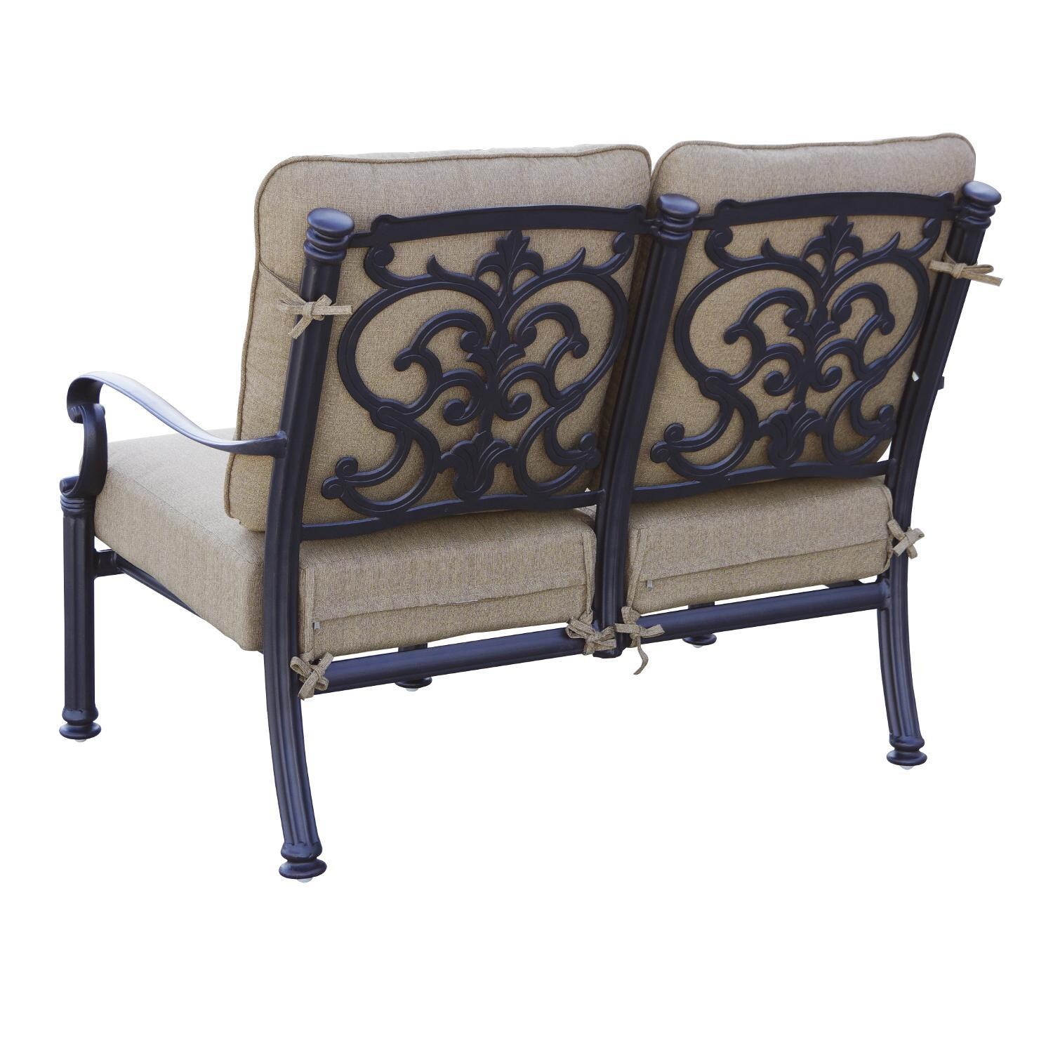 Darlee B/201018-6PC-60AB Santa Barbara Cast Aluminum Loveseat W/ Sesame Cushions - Back View thumbnail