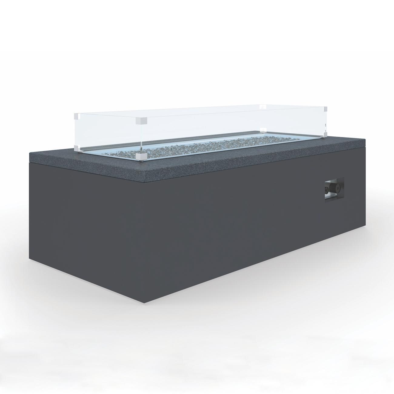 Sunset West - Emerald II 8 Piece Resin Wicker Patio Fire Pit Conversation Set W/ Tank Cover, End Table, & Spectrum Carbon Cushions - Black Granite 60 X 30 Inch Propane Gas Fire Table - White Background thumbnail