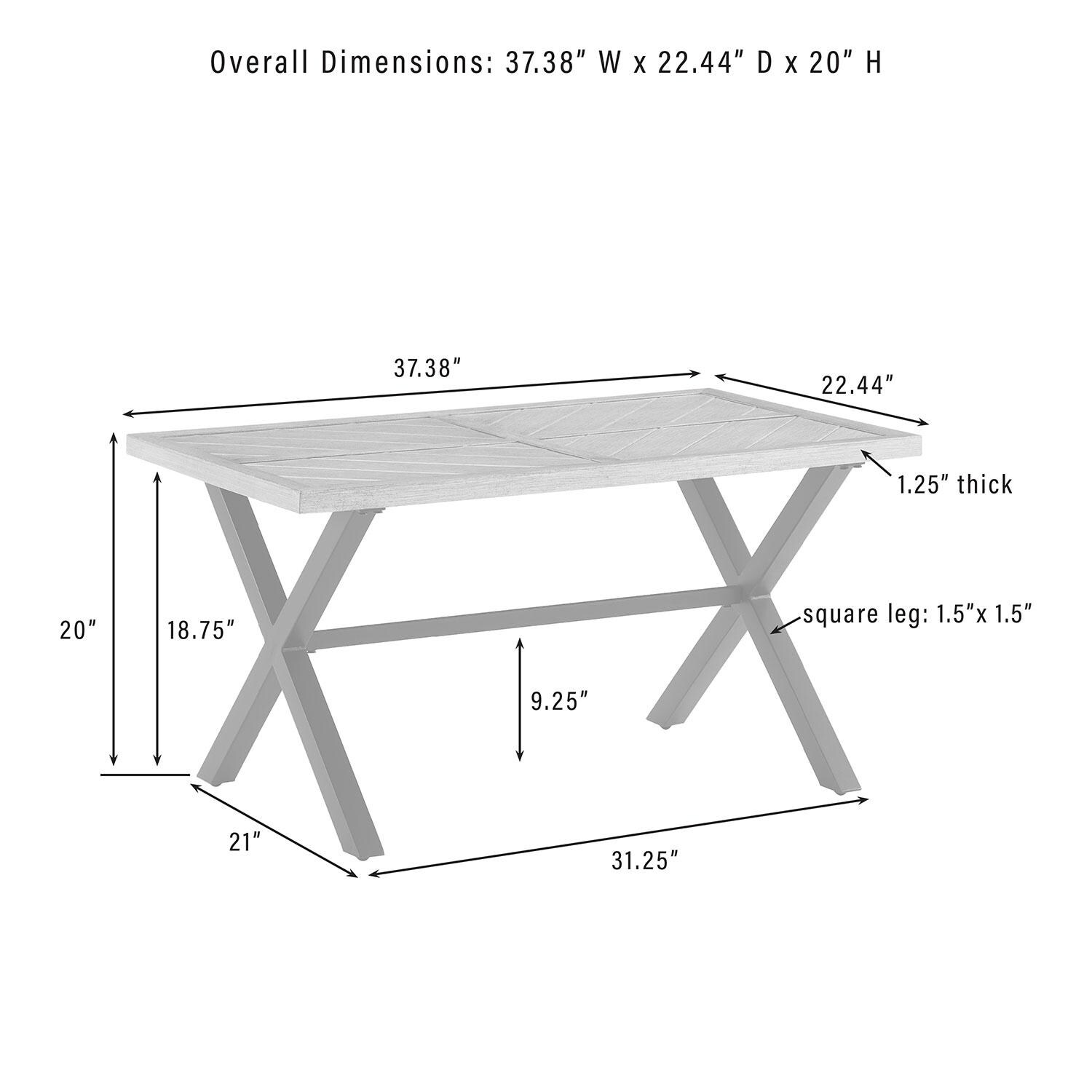 Classique Cove 4 Pc Steel Outdoor Loveseat Patio Furniture Set by Ultimate Patio - Coffee Table - Dimensional thumbnail