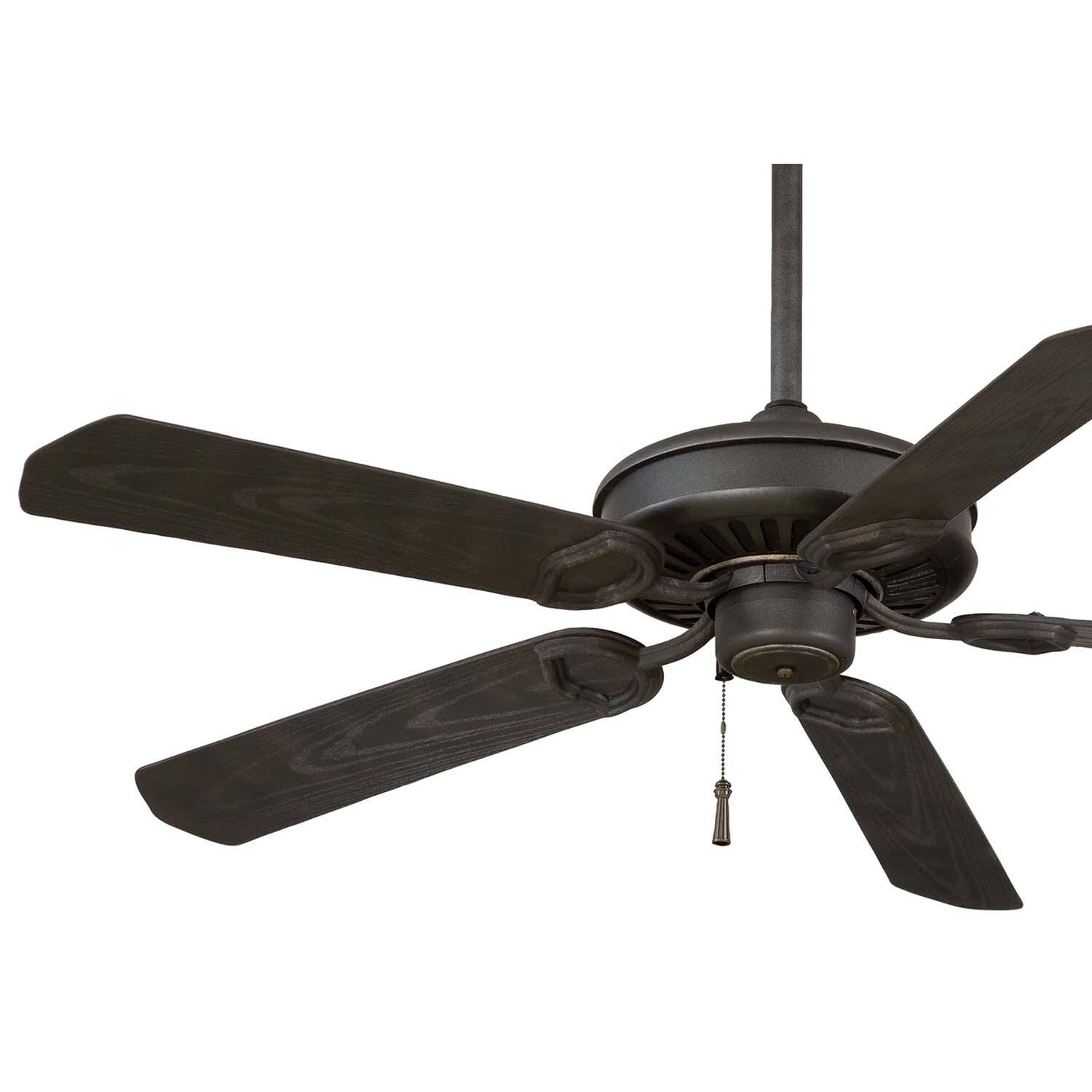 Minka-Aire F589-BI/AI Sundowner 54-Inch 5-Blade Ceiling Fan in Black Iron w/ Aged Iron Accents Finish & Black Iron Blades - Blades thumbnail