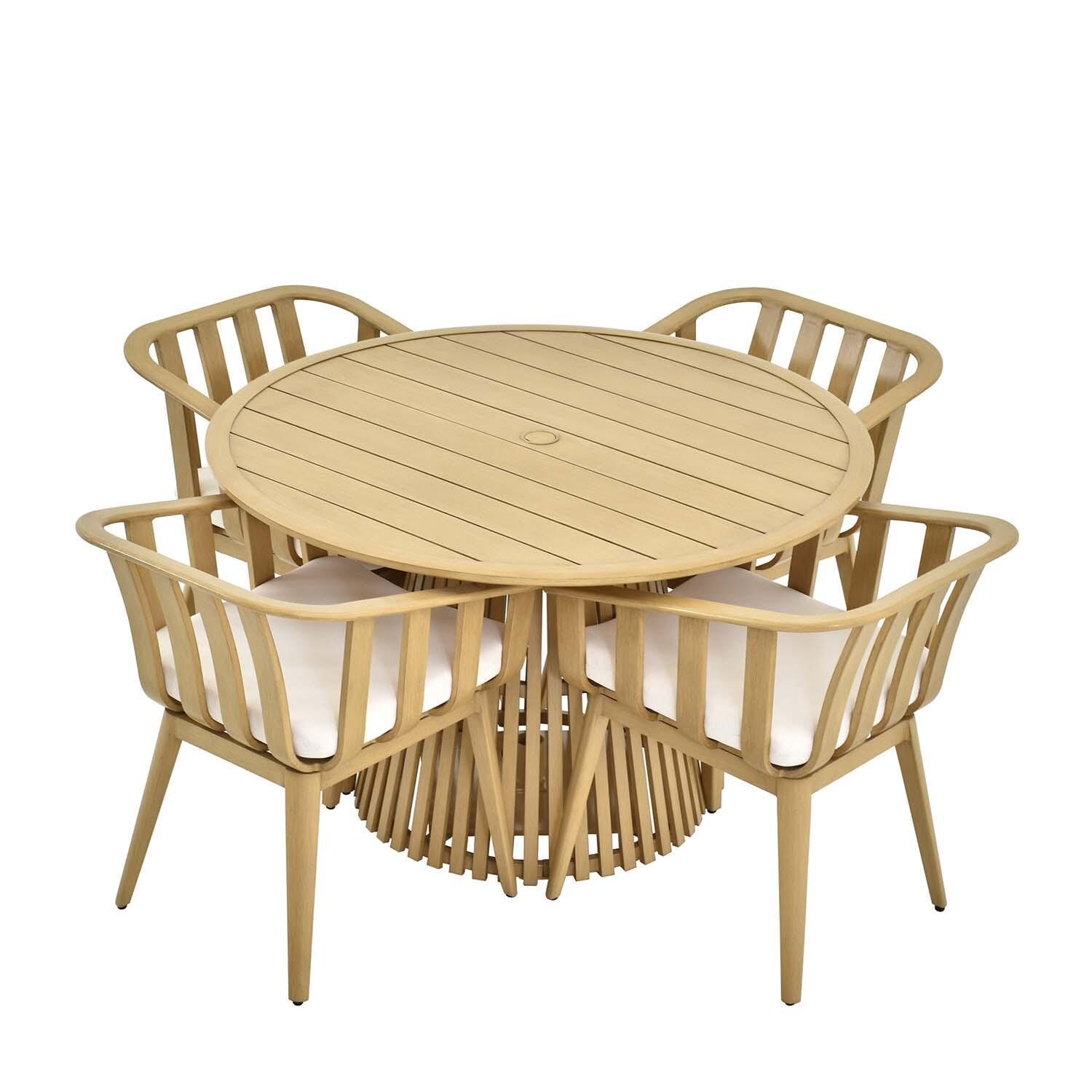 Ranch Pointe 5 Pc Set Aluminum Dining Set By Lakeview Outdoor Designs - Chairs Pushed In - White Background thumbnail