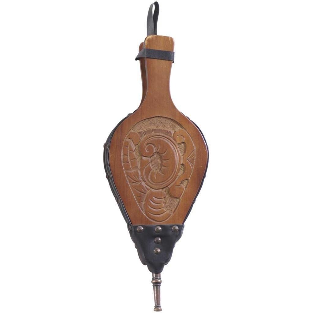 UniFlame 17 1/2 Inch Dark Stained Hand Carved Bellow