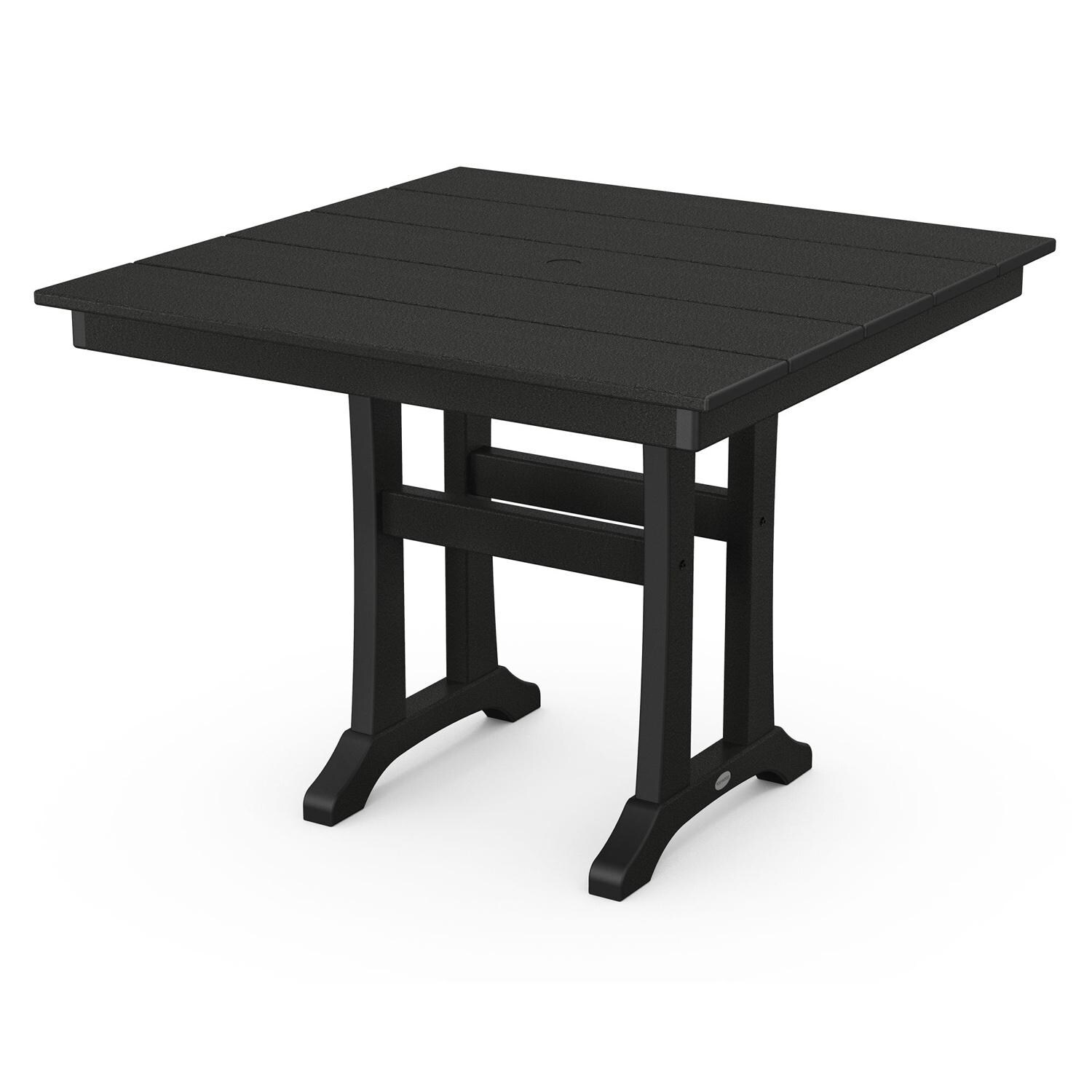 POLYWOOD 37-Inch Farmhouse Trestle Dining Table - Black