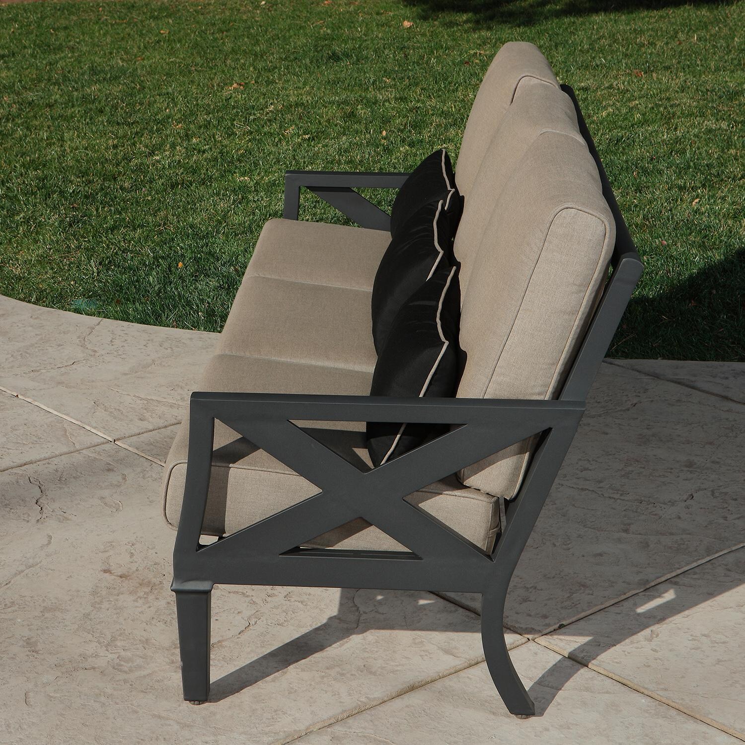 Lakeview Outdoor Designs Lake Charles 6 Piece Aluminum Patio Conversation Set - Patio Sofa Side thumbnail