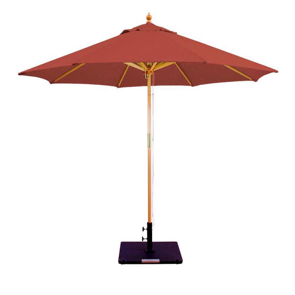 Galtech 9 Ft. Octagonal Wood Patio Umbrella W/ Pulley Lift - Light Wood Frame W/ Henna Sunbrella Fabric (Umbrella Base Not Included) thumbnail