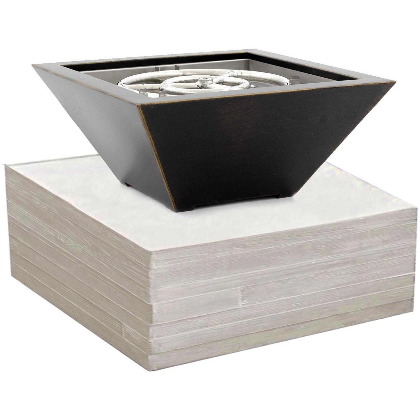 BBQGuys Signature Series Westfalen 18-Inch Square High-Rise Propane Fire Bowl - Oil Rubbed Bronze - On Column (Not Included) thumbnail