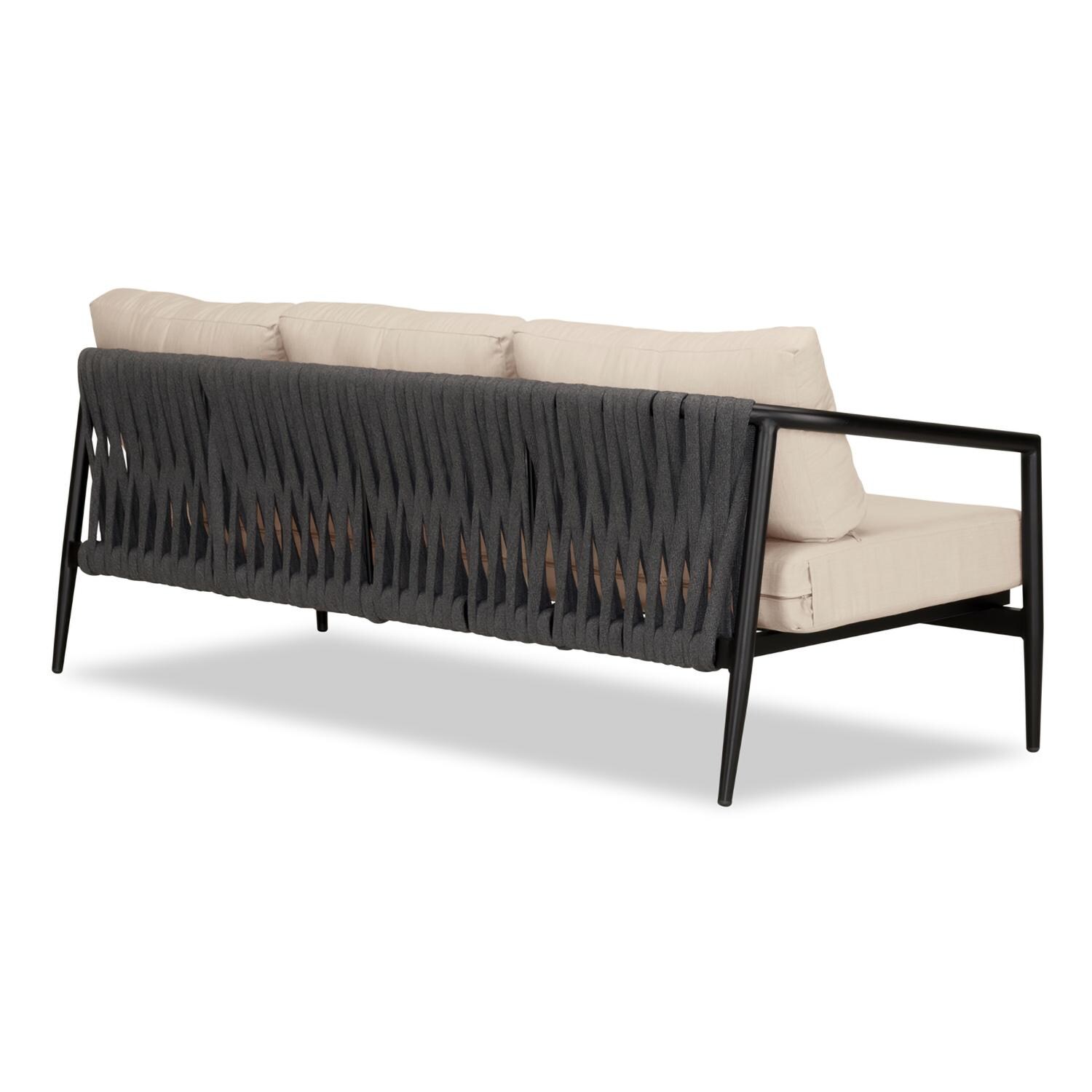 Lakeview Midnight Cove 3 Person Aluminum Sofa in Black/Carbon/Canvas Flax - Back Right - White Background thumbnail