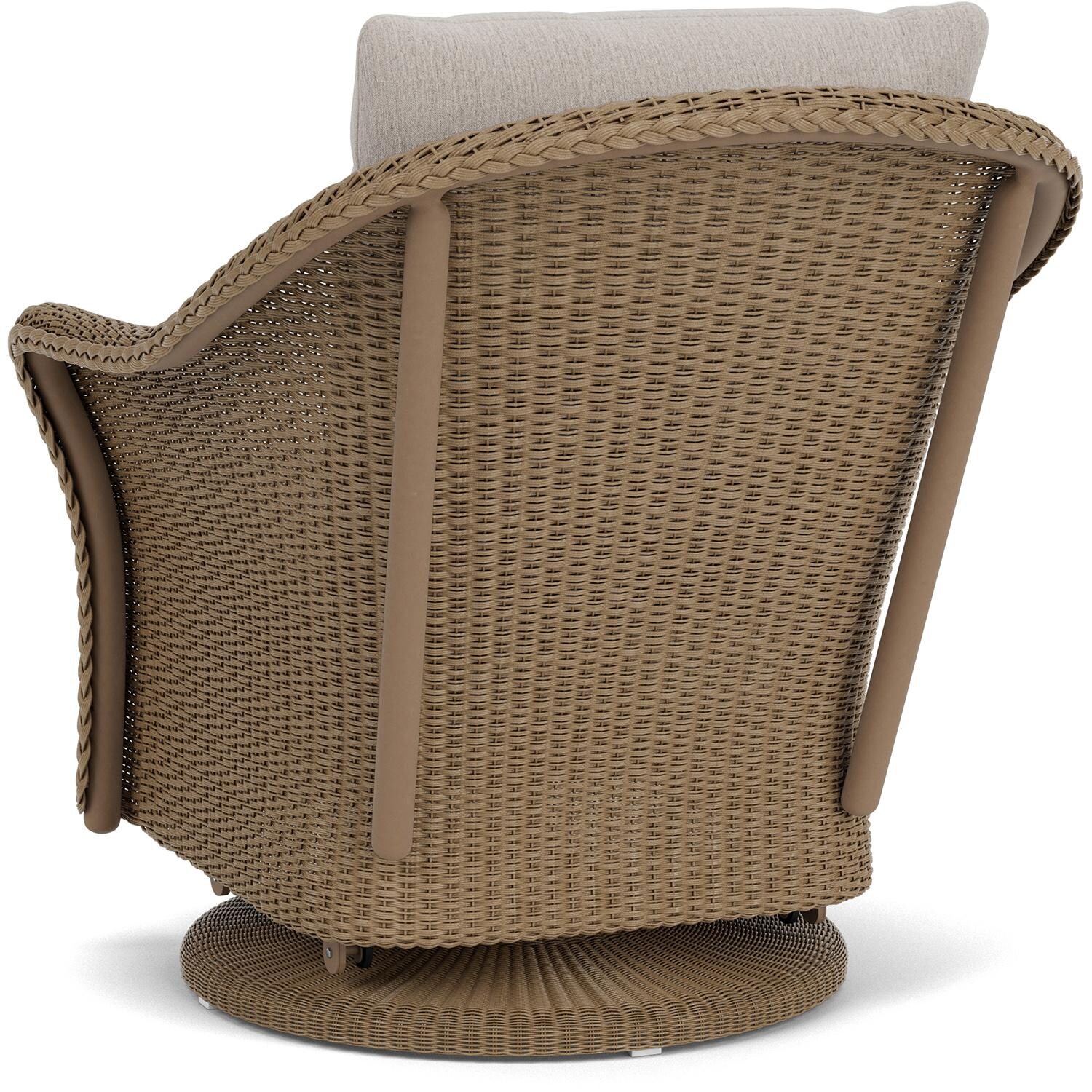 Lloyd Flanders Weekend Retreat Swivel Glider Lounge Chair in Fawn Finish W/ Remy Cloud Fabric - Back Left thumbnail