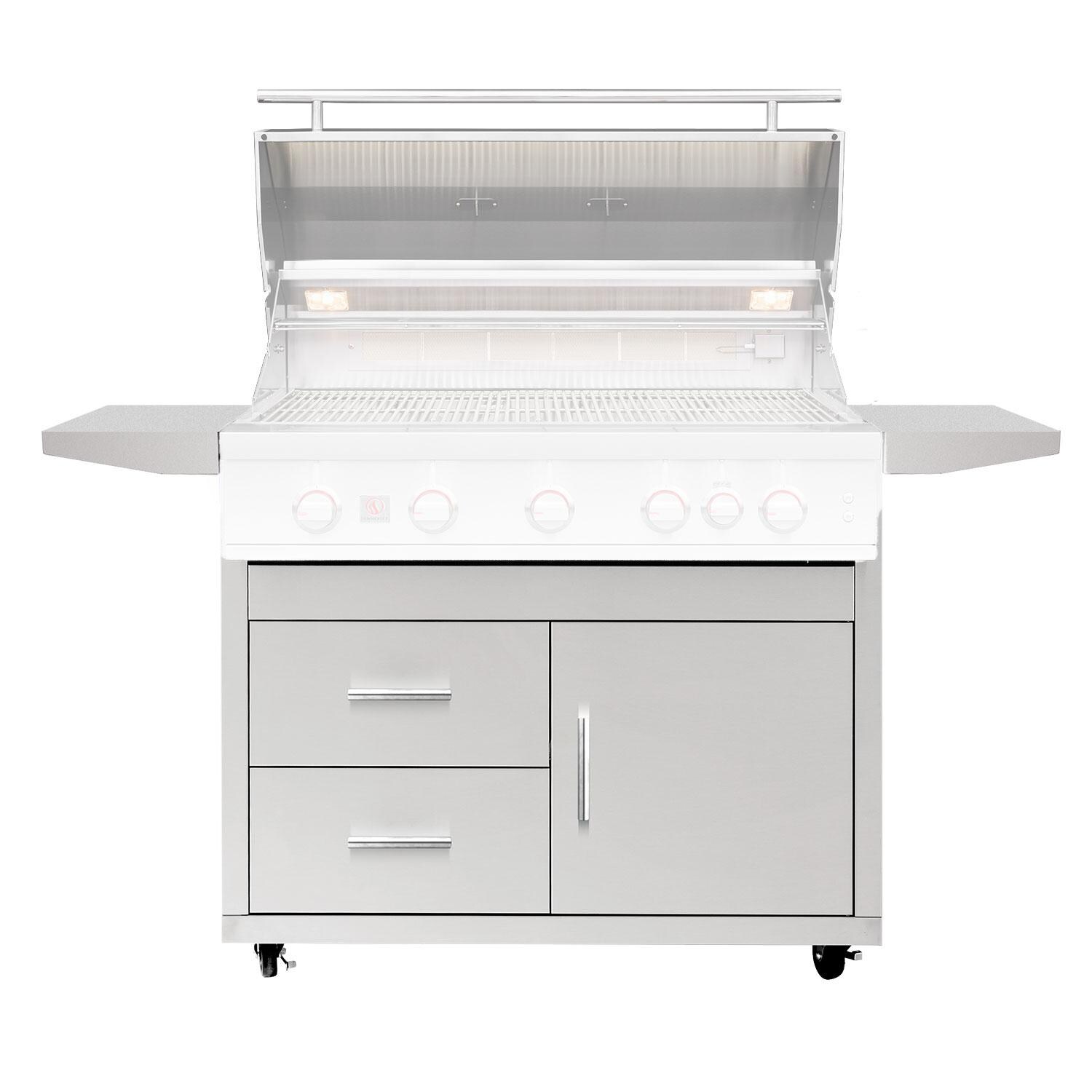 Summerset CART-SZR40-DC Sizzler Deluxe 40-in Grill Cart - Grill Open - White Background thumbnail