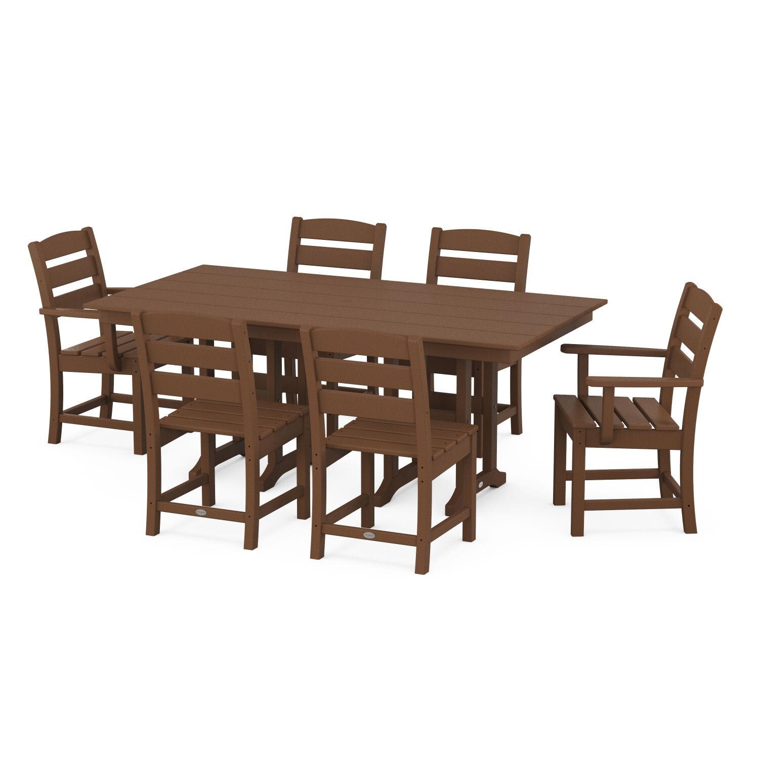 POLYWOOD Lakeside 7Piece Farmhouse Dining Set Teak BBQGuys