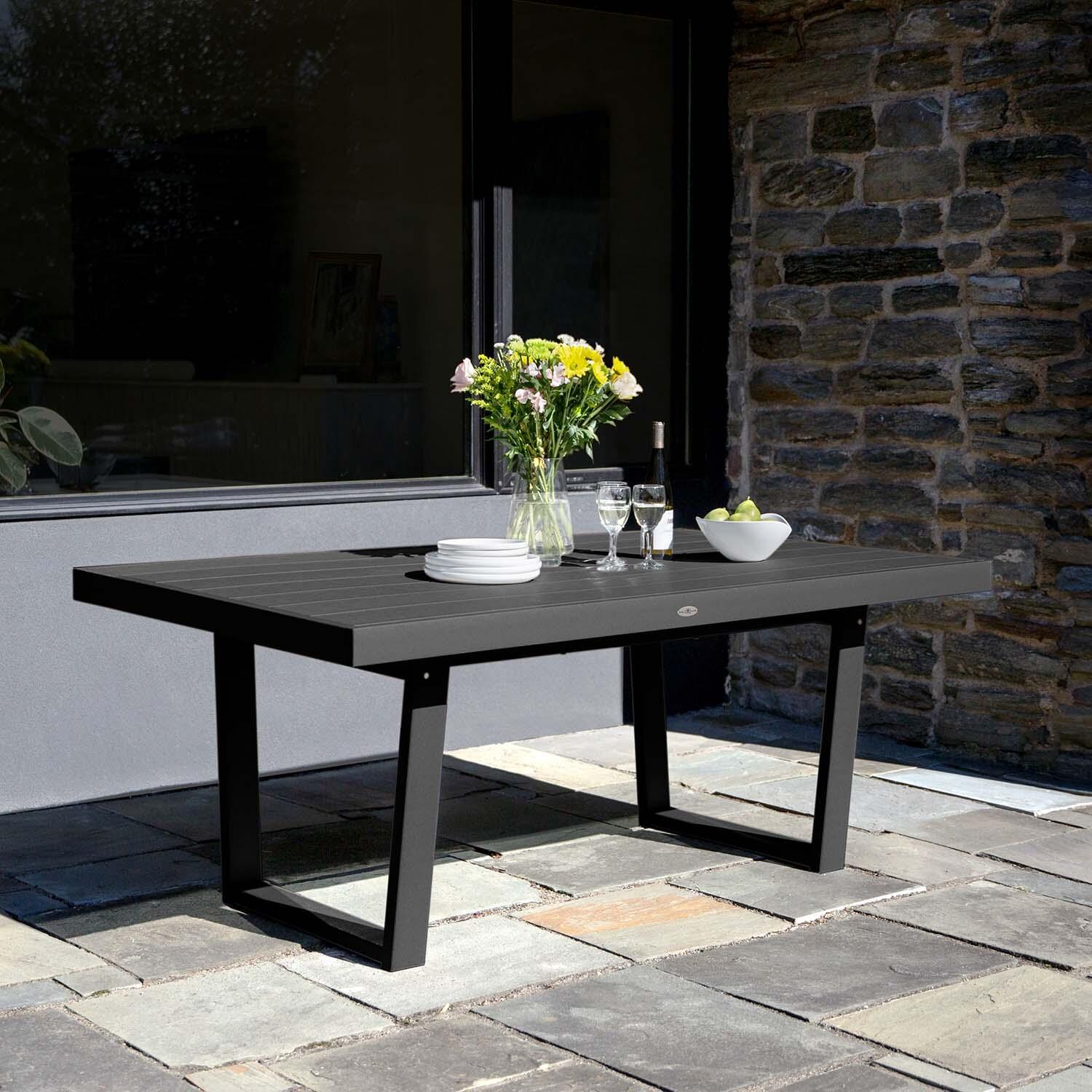 Hazel Cove 75-in Black Sand Recycled Plastic Dining Table by Lakeview Outdoor Designs
