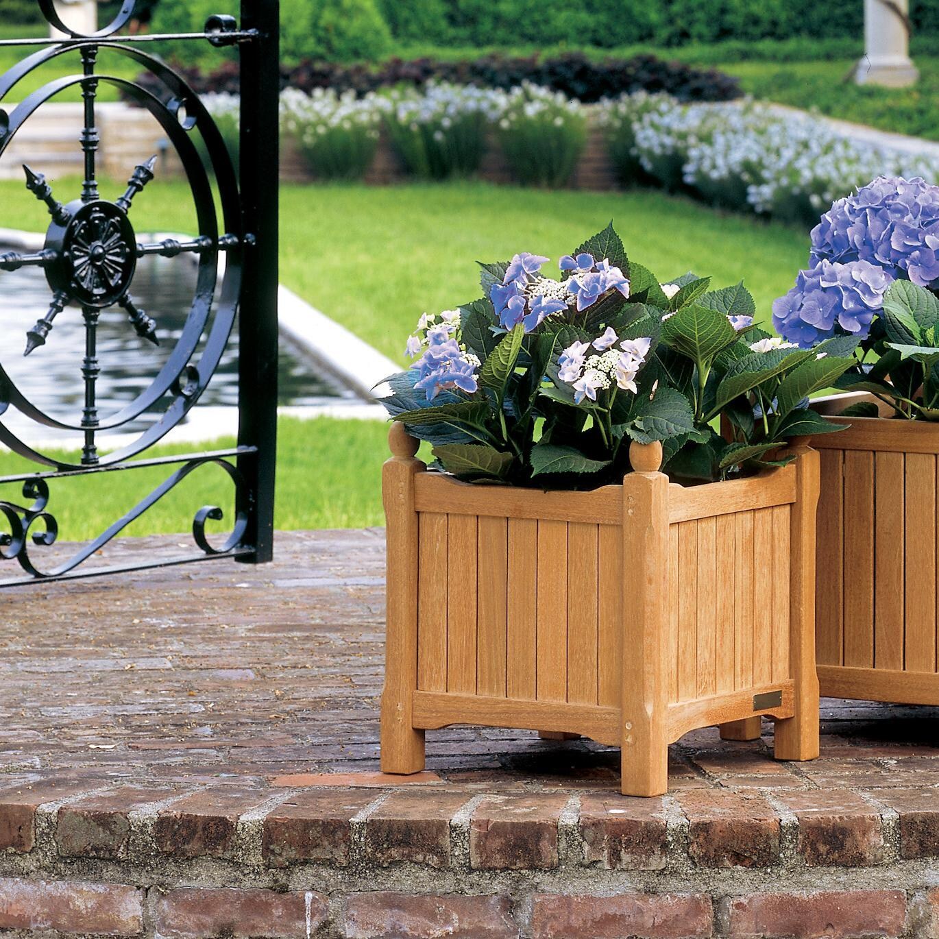 Natural Shorea 15-Inch Square Planter Box By Oxford Garden