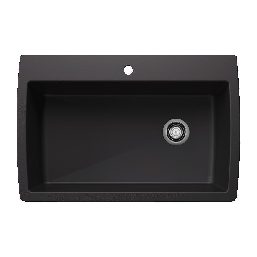 Blanco Diamond Silgranit 33 1/2 X 22 Inch Drop-In/Undermount Sink - Coal Black - 442917