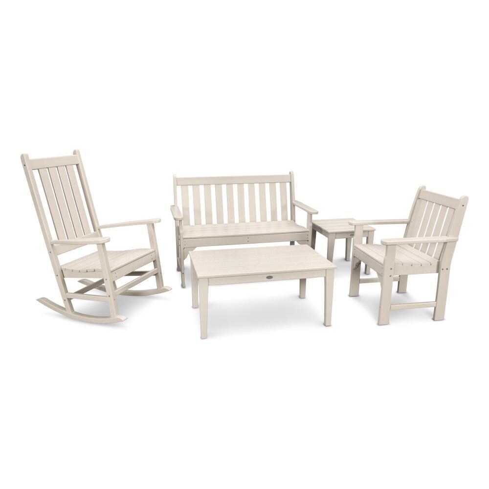 Vineyard 5 Pc Recycled Plastic Seating Set in Sand by POLYWOOD