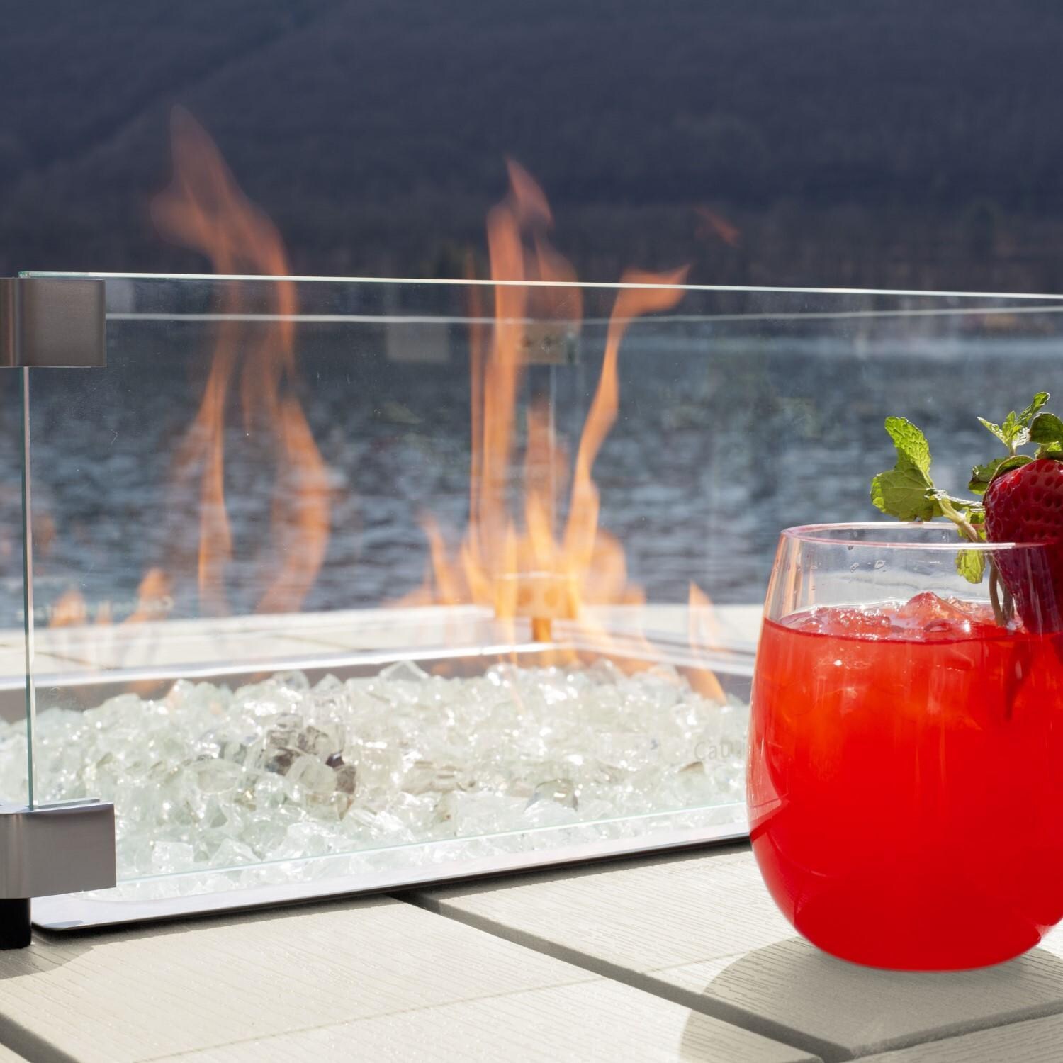 Harborview Octagonal Fire Pit Table in Whitewash by Lakeview Outdoor Designs - Fire Glass - Detail thumbnail