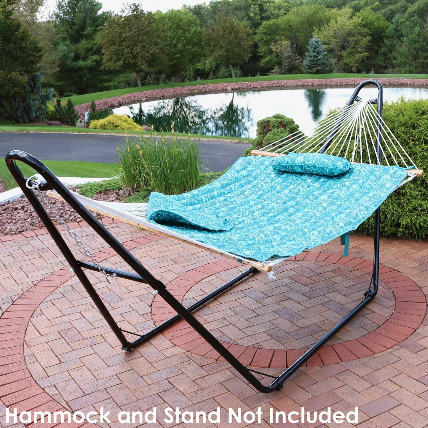 Ultimate Patio Quilted Hammock Pad & Pillow Set - Cool Blue Tropics - Lifestyle thumbnail